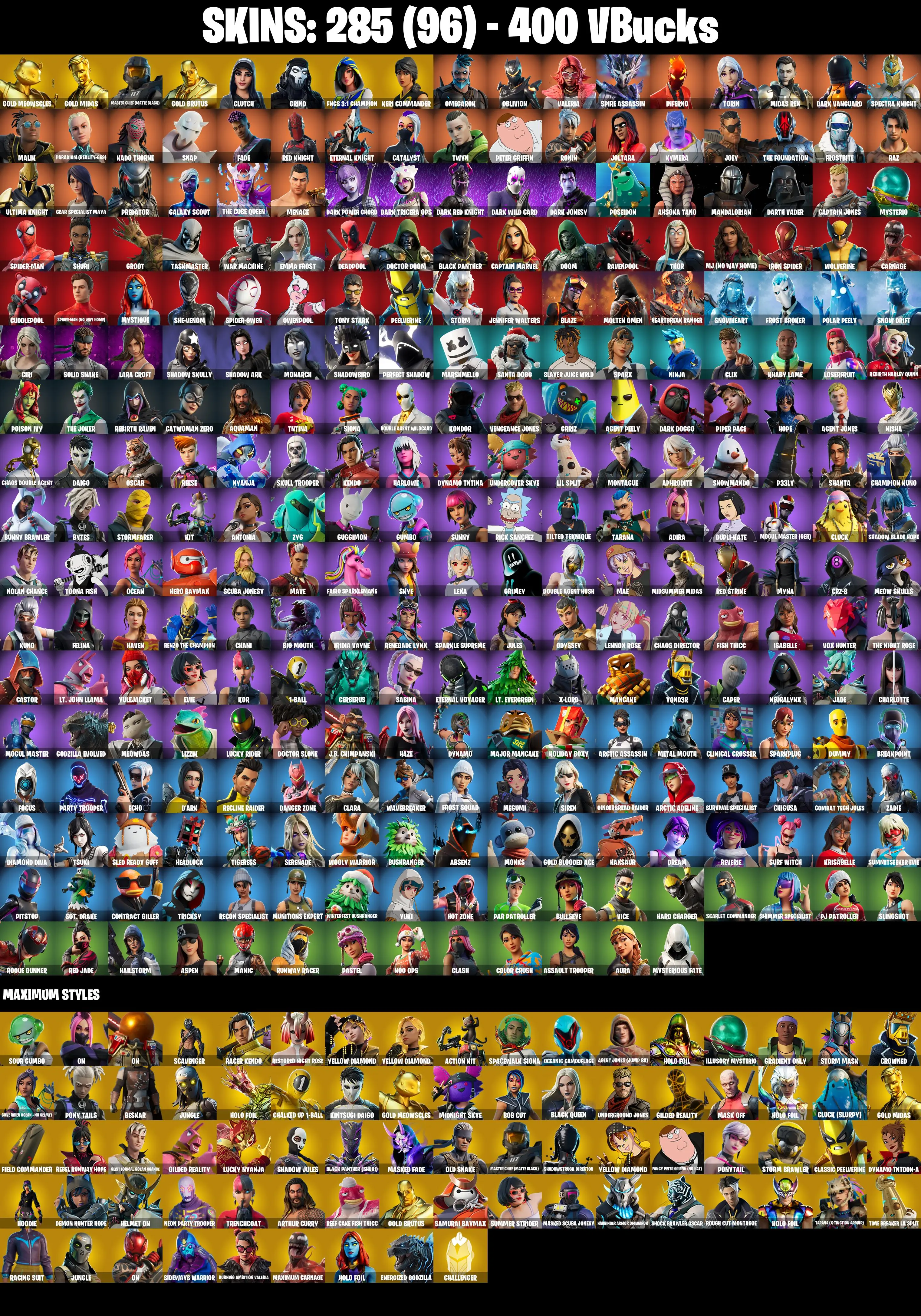 (PC/PSN) 285 SKINS π₯ Gold Meowscles π₯ Gold Midas π₯ Master Chief (Matte Black) π₯ Gold Brutus π₯ Clutch π₯ Grind π₯ 400 VB π₯ PARENTAL CONTROLS β image 2