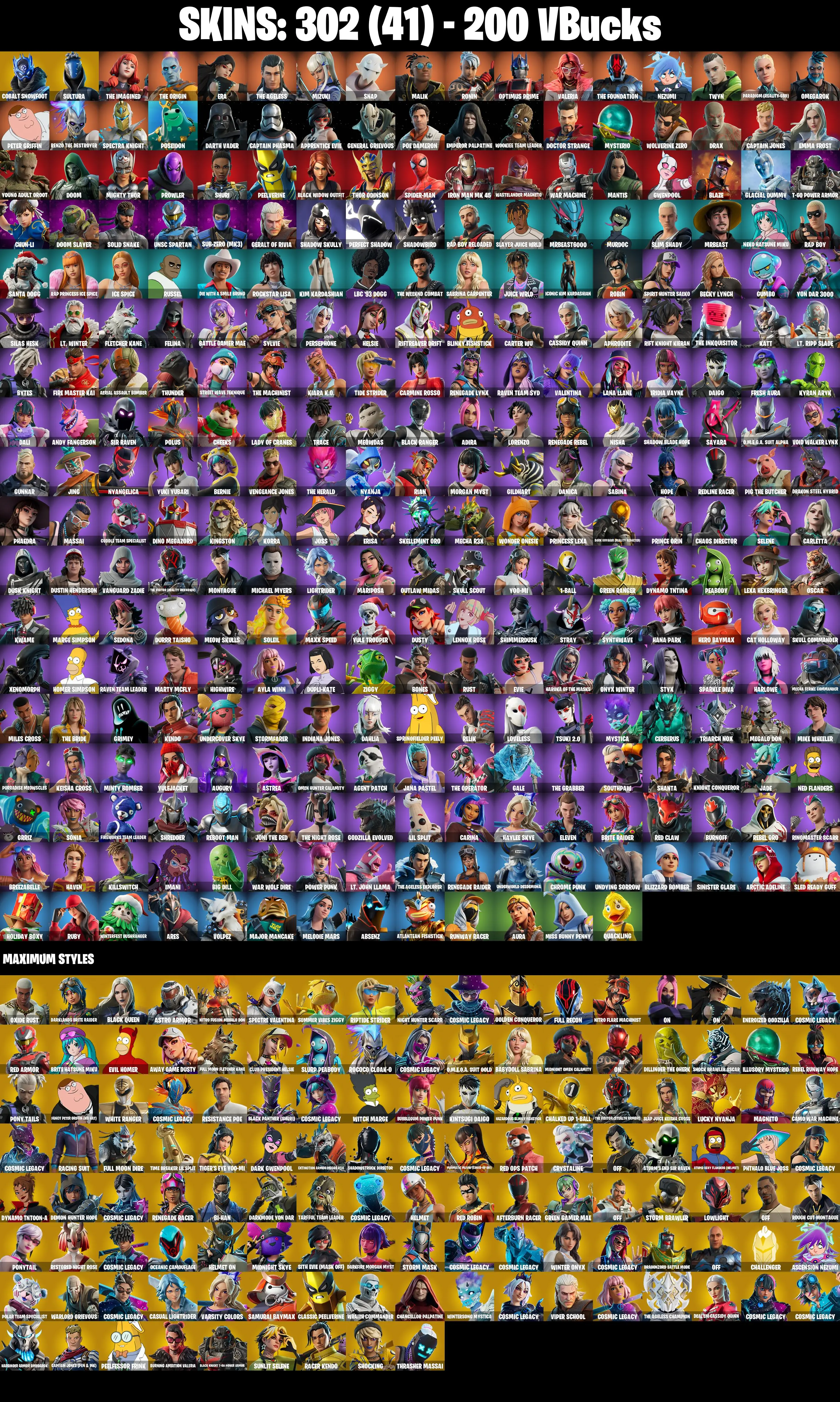 (PC) 302 SKINS π₯ Renegade Raider π₯ Cobalt Snowfoot π₯ Sultura π₯ The Imagined π₯ The Origin π₯ Era π₯ The Ageless π₯ Mizuki π₯ Snap π₯ 200 V-Bucπ₯ PARENTAL CONTROLS β image 2