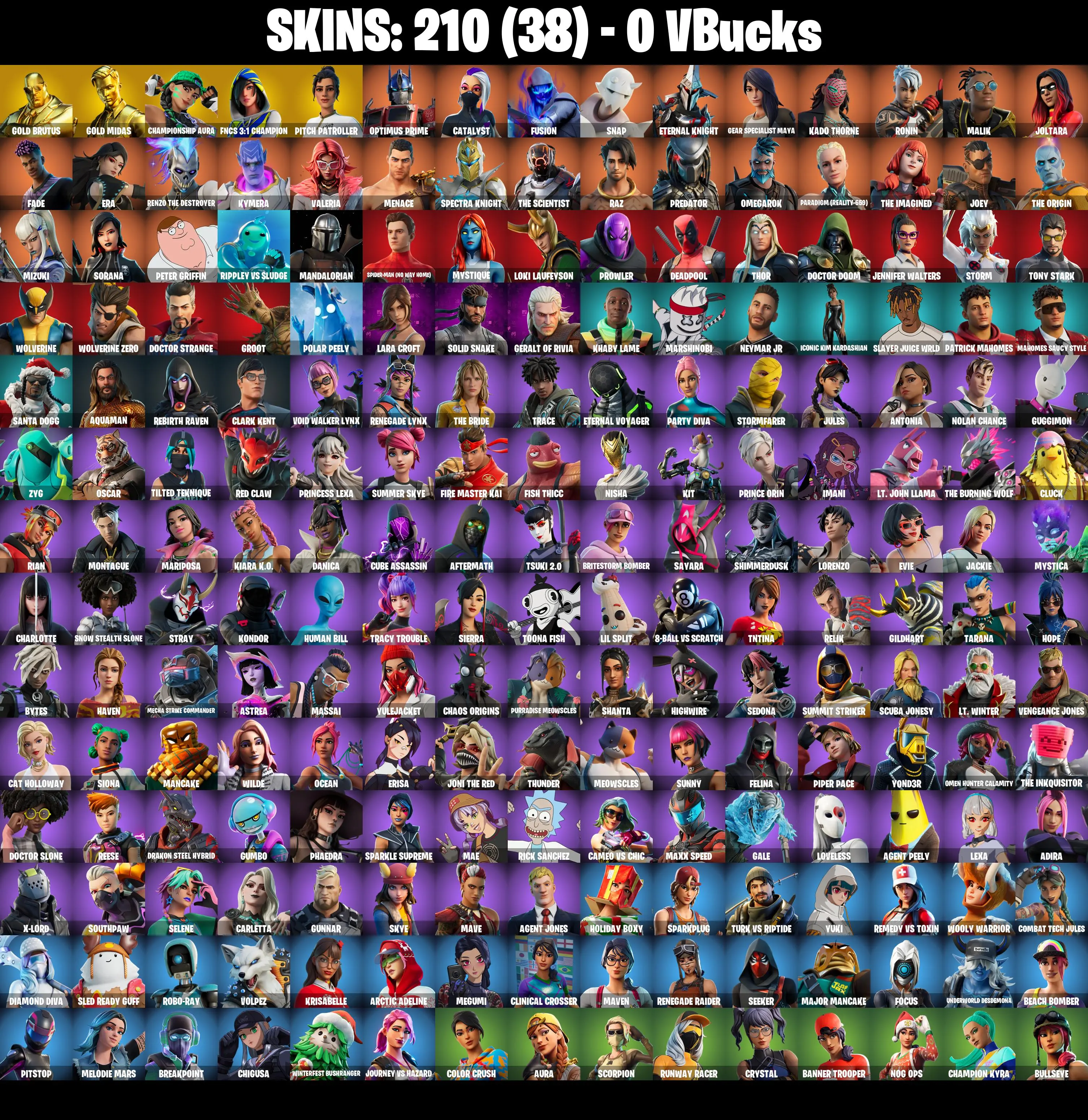 (PC/PSN/XBOX) 210 SKINS π« Renegade Raider β‘οΈ Gold Brutus π Gold Midas β‘οΈ Championship Aura π FNCS 3:1 Champion β‘οΈ Pitch Patroller | 0 V-Buck | PARENTAL CONTROLS β image 2
