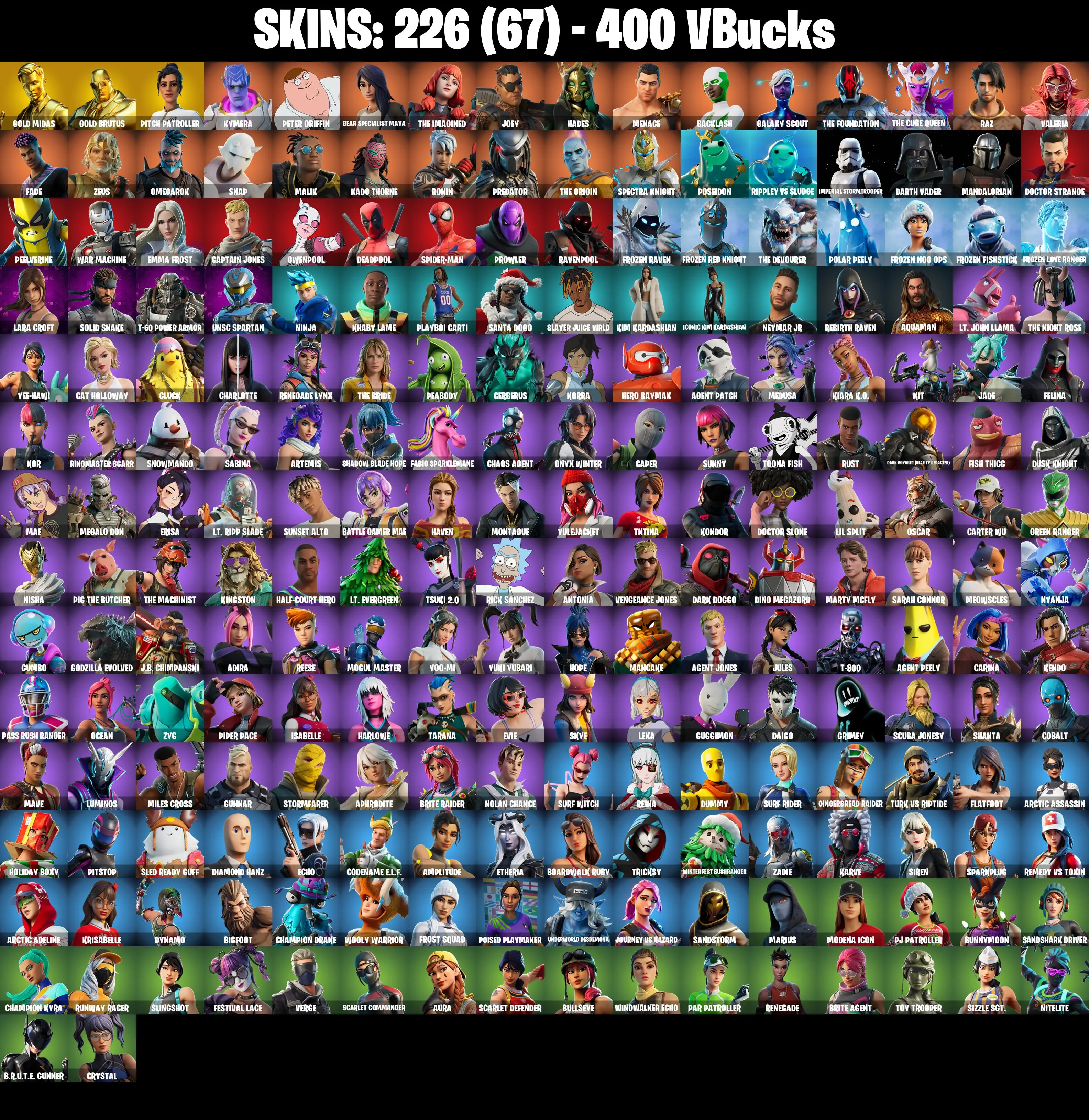 (PC/PSN/XBOX) 226 SKINS π« Gold Midas β‘οΈ Gold Brutus π Pitch Patroller β‘οΈ Kymera π Peter Griffin β‘οΈ Gear Specialist Maya | 400 V-Buck | PARENTAL CONTROLS β image 2