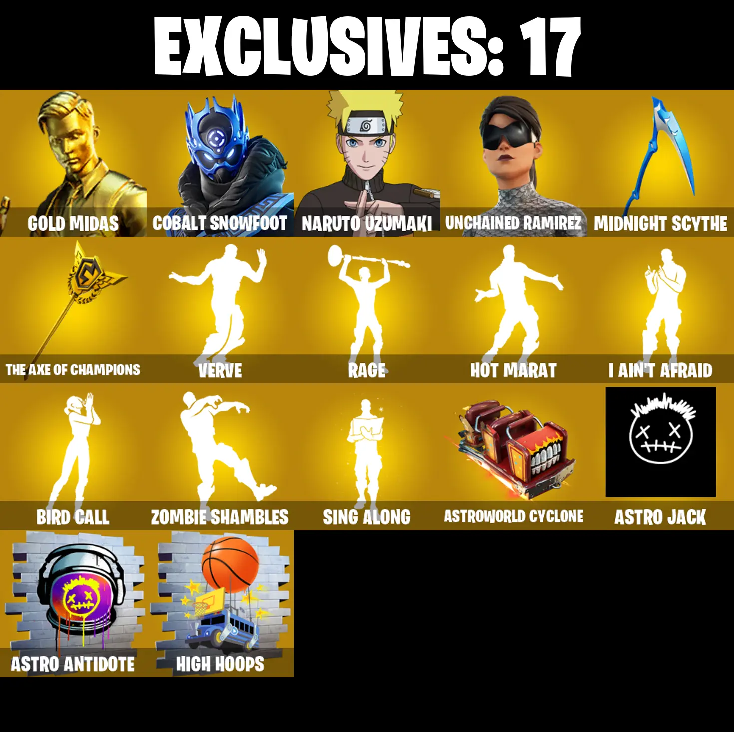 (PC/PSN/XBOX) 230 SKINS π« Gold Midas β‘οΈ Cobalt Snowfoot π Naruto Uzumaki β‘οΈ Unchained Ramirez π Kymera β‘οΈ Peter Griffin | 0 V-Buck | PARENTAL CONTROLS β image 1