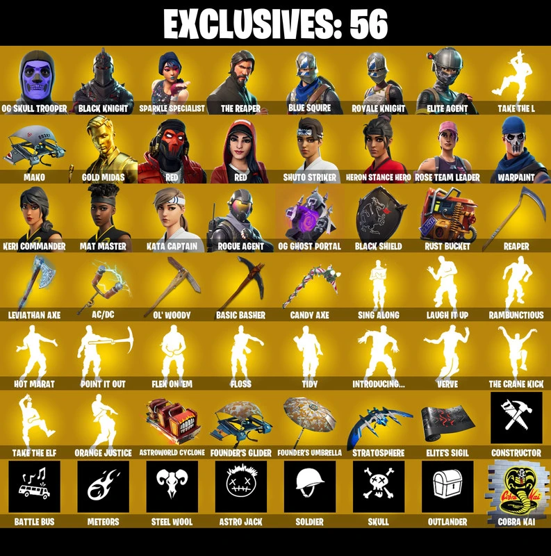 PC ⸱ 295 Skins | Og Skull Trooper | Black Knight | Sparkle Specialist | The Reaper | Blue Squire | Royale Knight | Elite Agent | Gold Midas | OG STW | 1650 VB — image 1