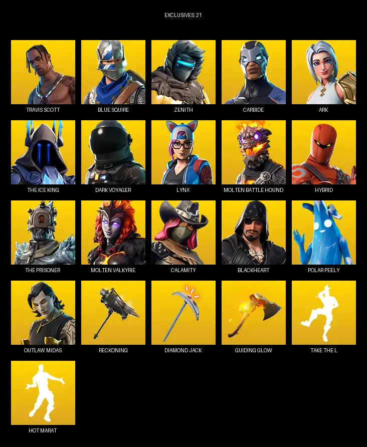 [PC/PSN/XBOX] | 83 skins | Take The L | Travis Scott | Blue Squire | Zenith | Carbide | Ark | The Ice King | Dark Voyager | Lynx | #IKW1866