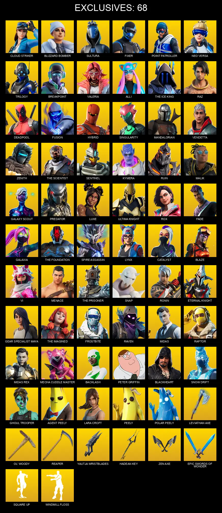 [PC/XBOX] | 211 skins | Leviathan Axe | Lara Croft | Cloud Striker | Blizzard Bomber | Sultura | Fixer | Point Patroller | Neo Versa | #CNN7151