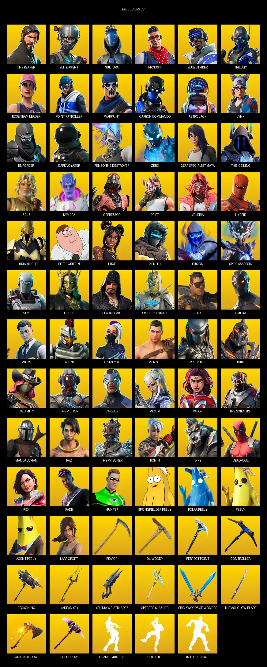 [PC/PSN/XBOX] | 233 skins | Take The L | OG STW | The Reaper | Elite Agent | Omega | Lara Croft | Sultura | Prodigy | Blue Striker | #ZBU8989