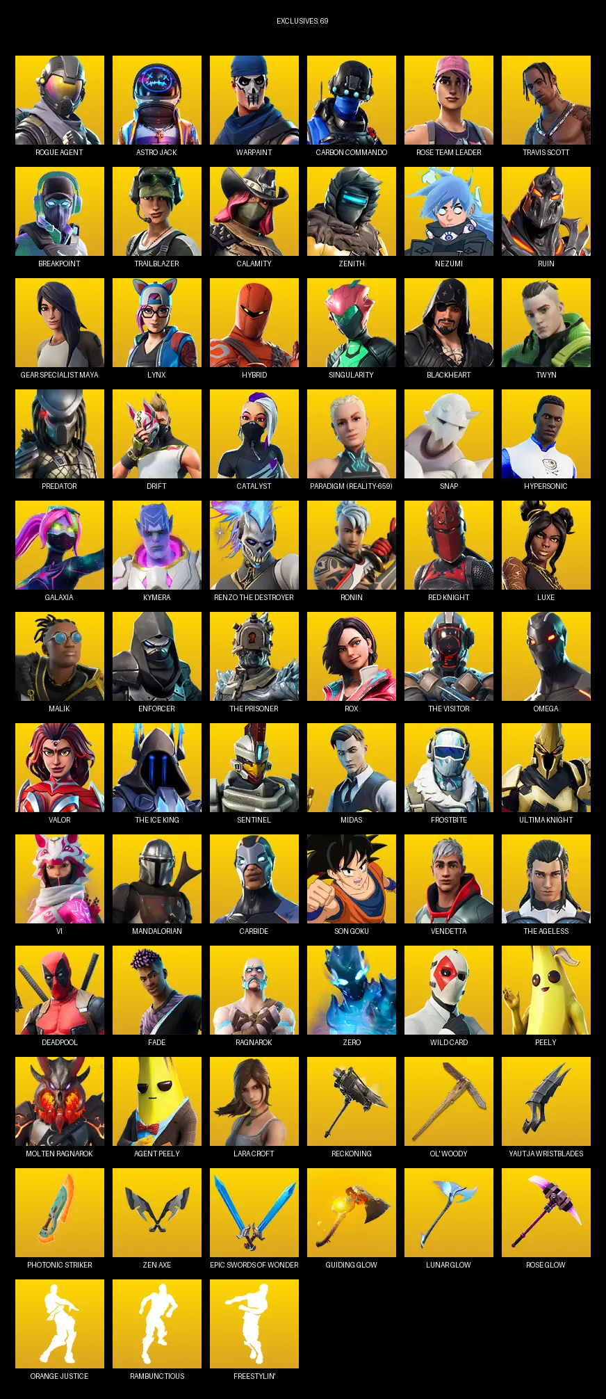 [PC] | 204 skins | OG STW | Travis Scott | Omega | Lara Croft | Rogue Agent | Astro Jack | Warpaint | Carbon Commando | Rose Team Leader | #UHN1079