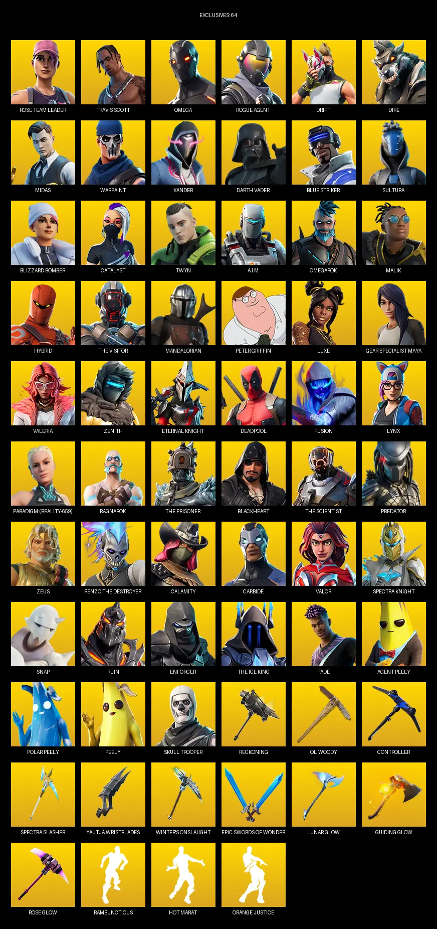 [PC/PSN/XBOX] | 169 skins | OG STW | Travis Scott | Omega | Rose Team Leader | Rogue Agent | Drift | Dire | Midas | Warpaint | Xander | #XZV8882
