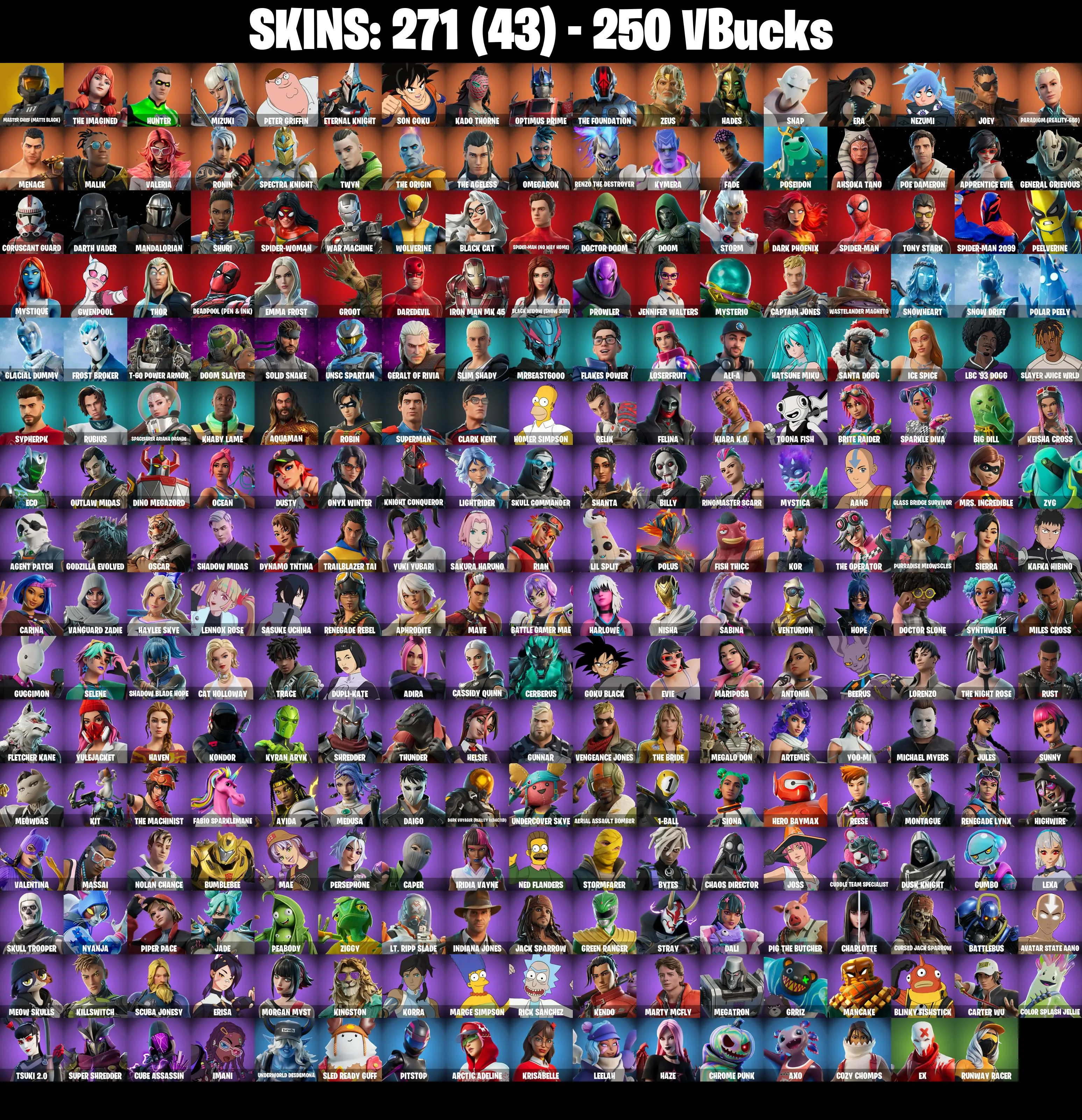 (PC/PSN/XBOX) 271 SKINS π« Master Chief (Matte Black) β‘οΈ The Imagined π Hunter β‘οΈ Mizuki π Peter Griffin β‘οΈ Eternal Knight | 250 V-Buck | PARENTAL CONTROLS β image 2