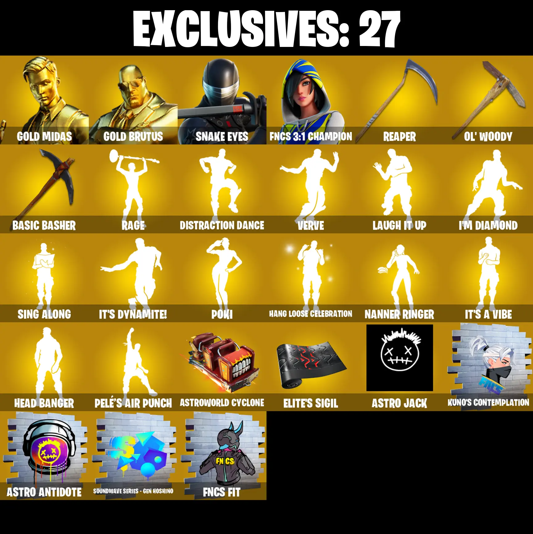 (PC/PSN/XBOX) 269 SKINS π« Gold Midas β‘οΈ Gold Brutus π Snake Eyes β‘οΈ FNCS 3:1 Champion π The Imagined β‘οΈ The Cube Queen π Predator | 200 V-Buck | PARENTAL CONTROLS β image 1