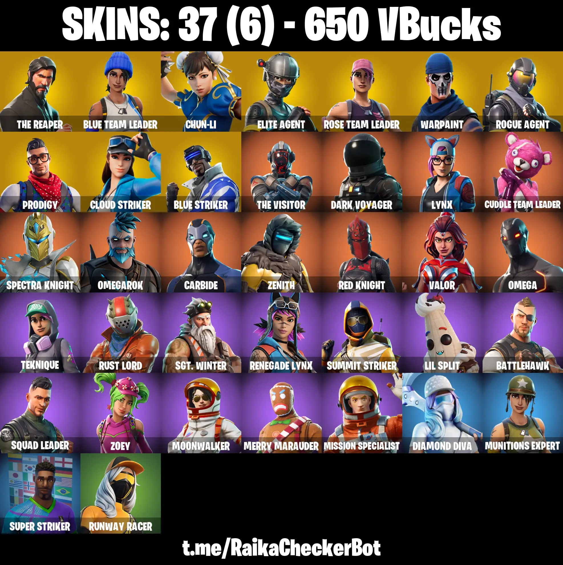 ๐โจ EXCLUSIVE LIMITED OFFER โจ๐ 37 SKINS ๐ THE REAPER ๐ CHUN-LI ๐ TAKE THE L ๐ BLUE TEAM LEADER ๐ ELITE AGENT ๐ ROGUE AGENT ๐ PRODIGY ๐ CLOUD STRIKER ๐ BLUE STRIKER ๐ 650 VB ๐ PSN/XBOX/PC โ image 1