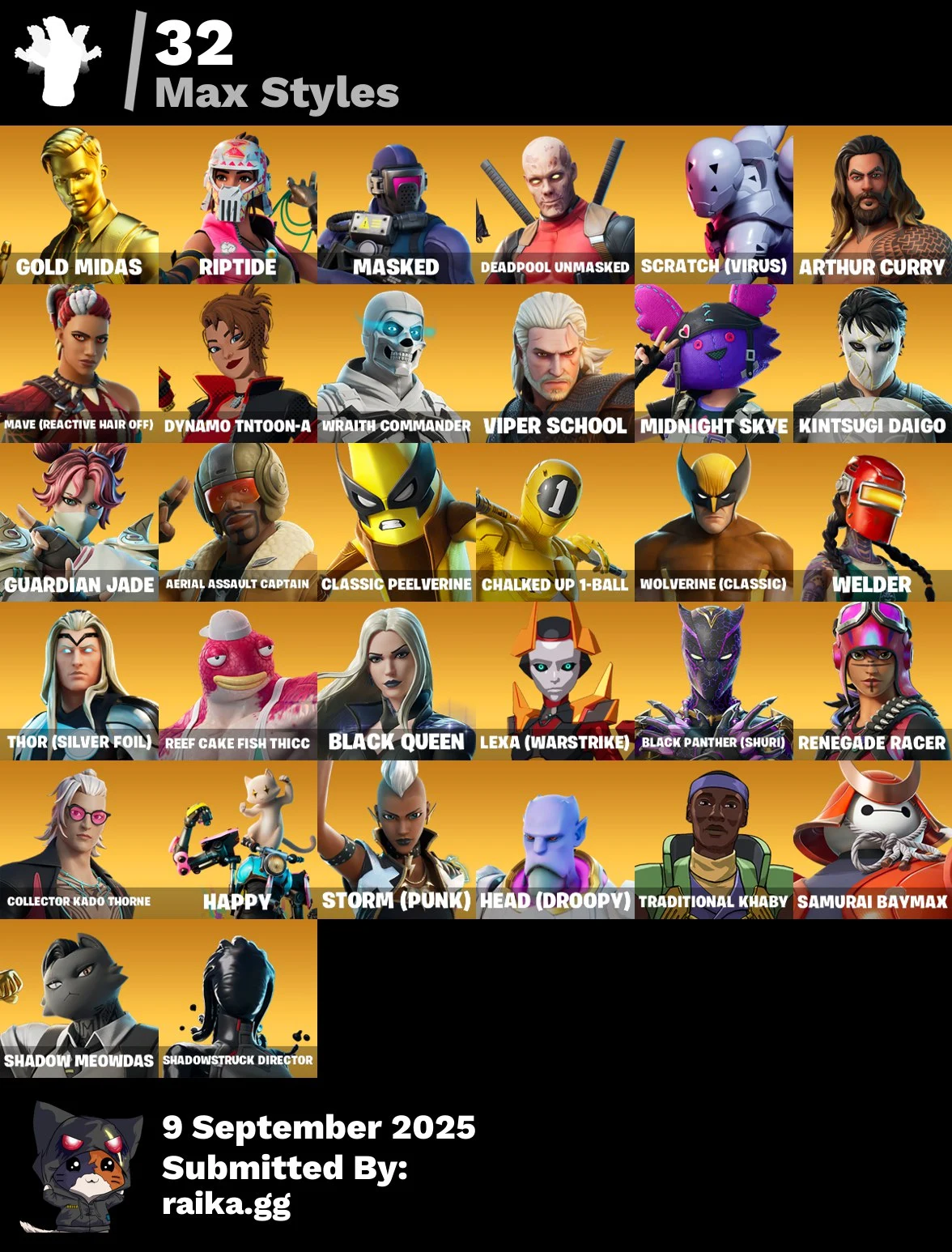 [PC | PSN | XBOX] 122 skins | Gold Midas | Royale Bomber | Eternal Knight | Kymera | Fade | Gear Specialist Maya | Fusion | Kado Thorne | Predator | 1150 VB
