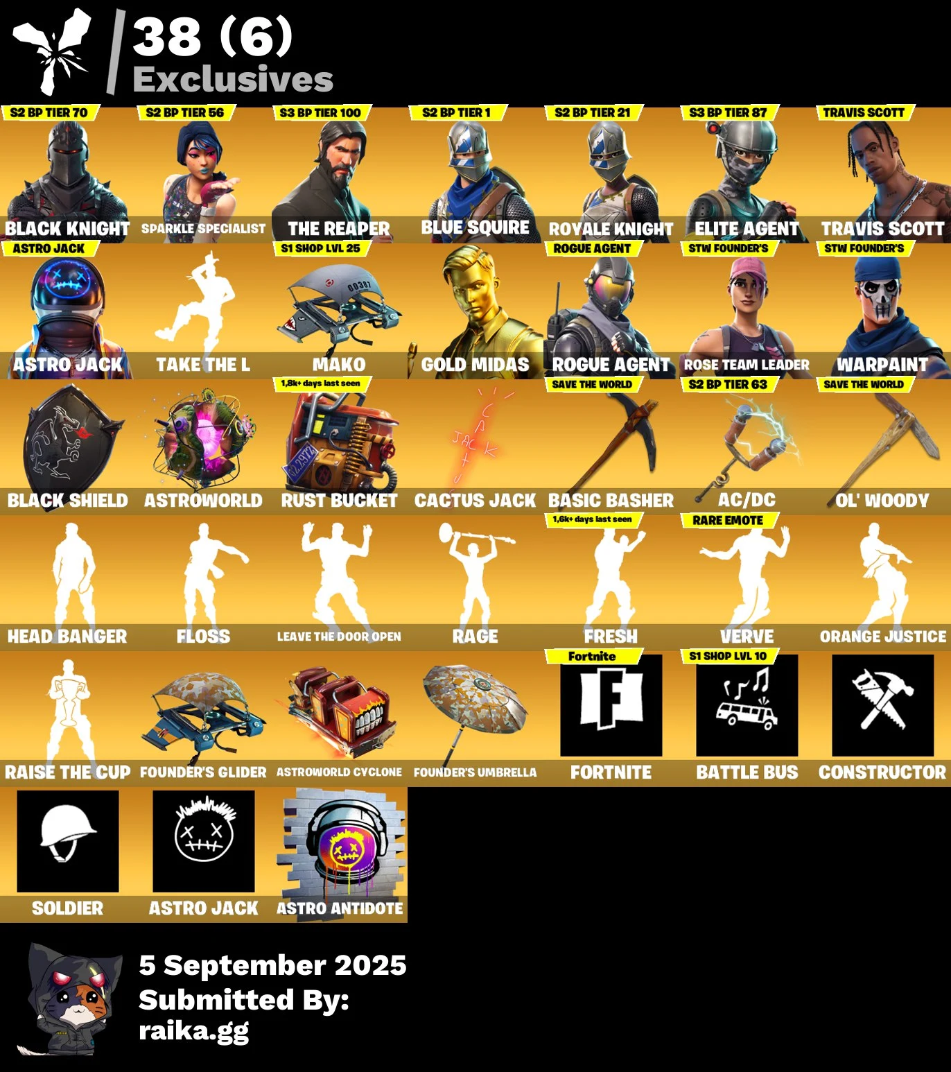 [PC | PSN | XBOX] 59 skins | OG STW | Black Knight | Travis Scott | 6425 VB | Sparkle Specialist | The Reaper | Blue Squire | Royale Knight | Elite Agent | Astro Jack