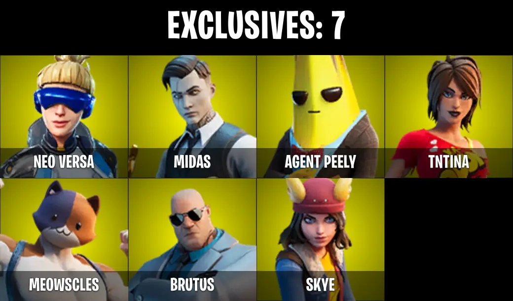 🔥PC/PSN/XBOX🔥 13 SKINS ⭐ TRAVIS SCOTT ⭐ MIDAS ⭐ AGENT PEELY ⭐ NEO VERSA ⭐ MEOWSCLES ⭐ TNTINA ⭐ BRUTUS ⭐ SKYE ⭐ FADE ⭐ GEAR SPECIALIST MAYA ⭐ SCUBA JONESY ⭐ OCEAN ⭐ IRIS ⭐ 1200 VBUCKS ⭐