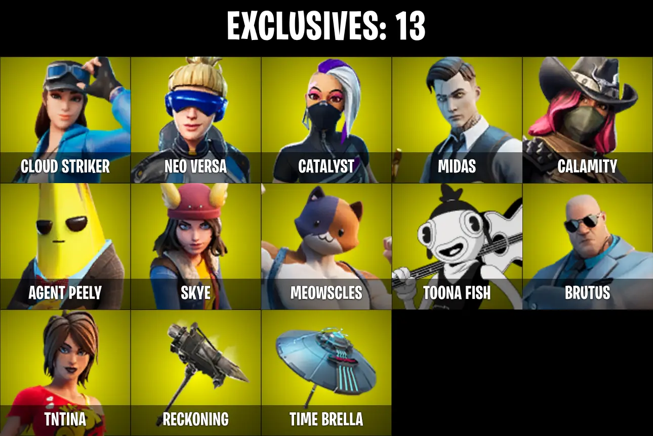 🔥PC/PSN/XBOX🔥 103 SKINS ⭐ TRAVIS SCOTT ⭐ KOR ⭐ DEADPOOL ⭐ LARA CROFT ⭐ MIDAS ⭐ VI ⭐ MANDALORIAN ⭐ SPIDER-MAN (NO WAY HOME) ⭐ LYNX ⭐ AGENT PEELY ⭐ CALAMITY ⭐ CATALYST ⭐ TOONA FISH ⭐ NEO VERSA ⭐ MEOWSCLES ⭐ THOR ⭐ TNTINA ⭐ CLOUD STRIKER ⭐ 1350 VBUCKS ⭐