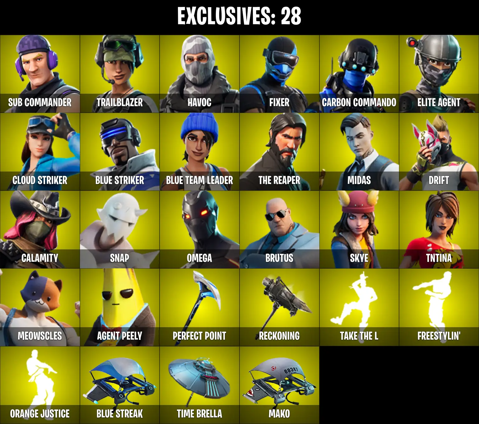 🔥PC/PSN/XBOX🔥 98 SKINS ⭐ TRAVIS SCOTT ⭐ THE REAPER ⭐ ELITE AGENT ⭐ TAKE THE L ⭐ ASTRO JACK ⭐ TRAILBLAZER ⭐ OMEGA ⭐ DRIFT ⭐ GWENPOOL ⭐ DEADPOOL ⭐ LARA CROFT ⭐ MIDAS ⭐ AGENT PEELY ⭐ CALAMITY ⭐ BLUE TEAM LEADER ⭐ MEOWSCLES ⭐ SUB COMMANDER ⭐ 1950 VBUCKS ⭐