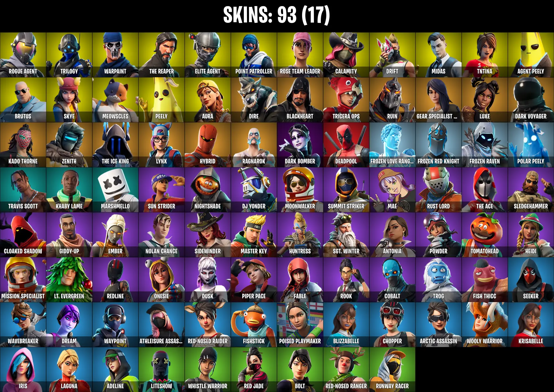 🔥PC/PSN/XBOX🔥 93 SKINS ⭐ OG STW ⭐ TRAVIS SCOTT ⭐ THE REAPER ⭐ ELITE AGENT ⭐ MERRY MINT AXE ⭐ TAKE THE L ⭐ DRIFT ⭐ DEADPOOL ⭐ MIDAS ⭐ LYNX ⭐ FISHSTICK ⭐ AURA ⭐ PEELY ⭐ AGENT PEELY ⭐ GO MUFASA ⭐ CALAMITY ⭐ MEOWSCLES ⭐ ROGUE AGENT ⭐ TRILOGY ⭐ 600 VBUCKS ⭐ — image 2