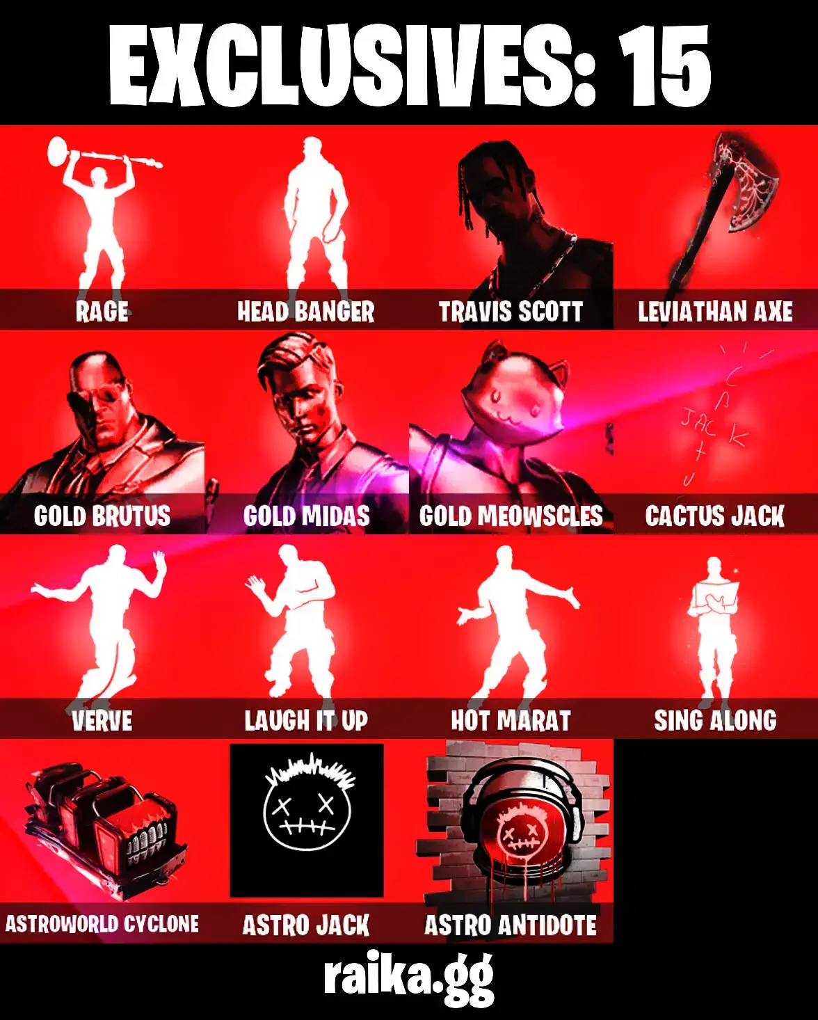 🎁🎄EXCLUSIVE BUNDLE🎄🎁 83 SKINS 🌙 TRAVIS SCOTT 🌙 LEVIATHAN AXE 🌙 JOHN WICK 🌙 RAGE 🌙 HEAD BANGER 🌙 AGENT PEELY 🌙 TONY STARK 🌙 SKULL TROOPER 🌙 GOLD BRUTUS 🌙 GOLD MIDAS 🌙 GOLD MEOWSCLES 🌙 1100 VBUCKS ⚡️PC/PSN/XBOX⚡️ PARENT CONTROL #ITM0145