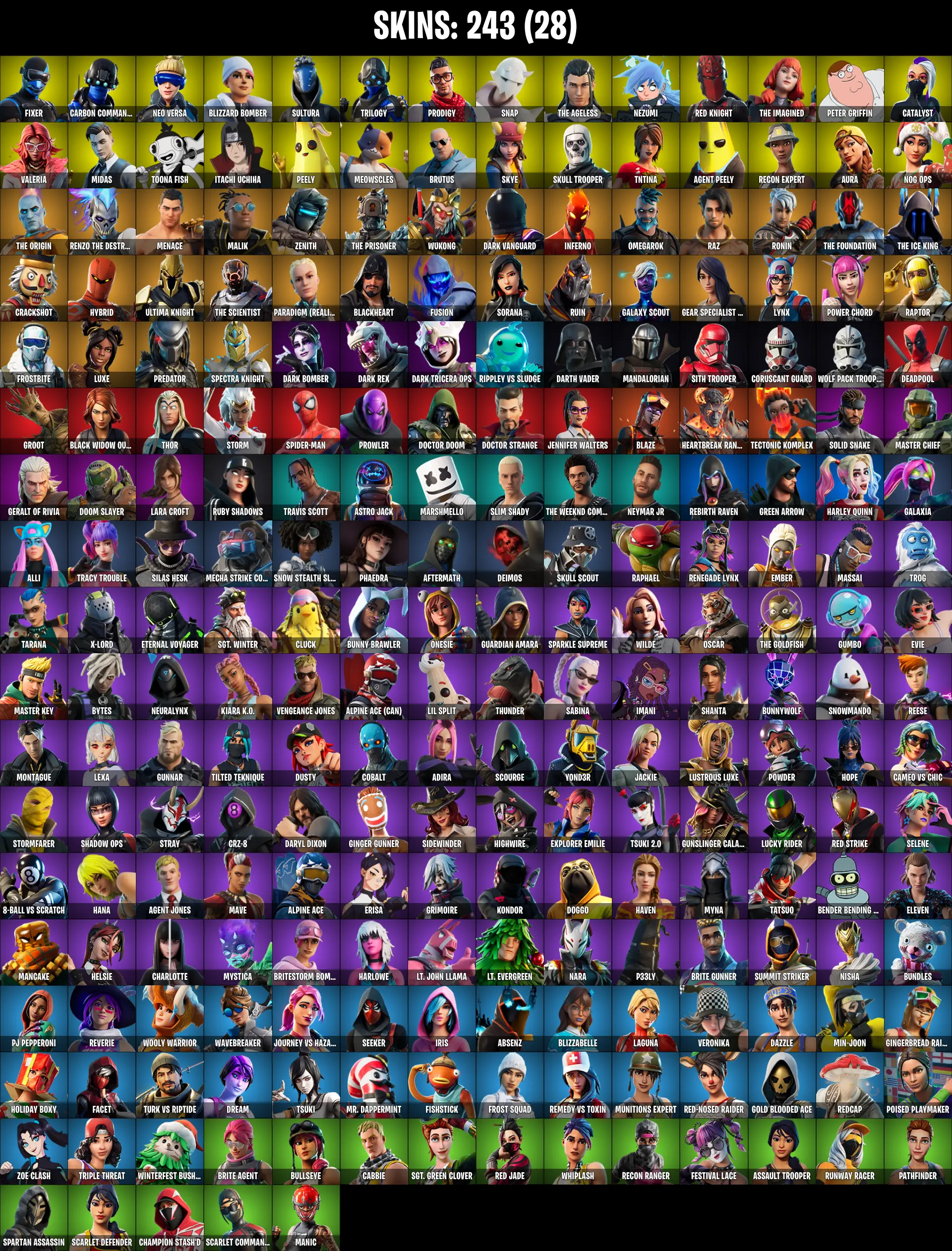 🔥PC/PSN/XBOX🔥 243 SKINS ⭐ TRAVIS SCOTT ⭐ SKULL TROOPER ⭐ ASTRO JACK ⭐ CANDY AXE ⭐ DEADPOOL ⭐ HARLEY QUINN ⭐ LARA CROFT ⭐ MIDAS ⭐ GALAXIA ⭐ MANDALORIAN ⭐ MASTER CHIEF ⭐ DARTH VADER ⭐ LYNX ⭐ BLAZE ⭐ FISHSTICK ⭐ AURA ⭐ PEELY ⭐ FIXER ⭐ 150 VBUCKS ⭐ — image 2