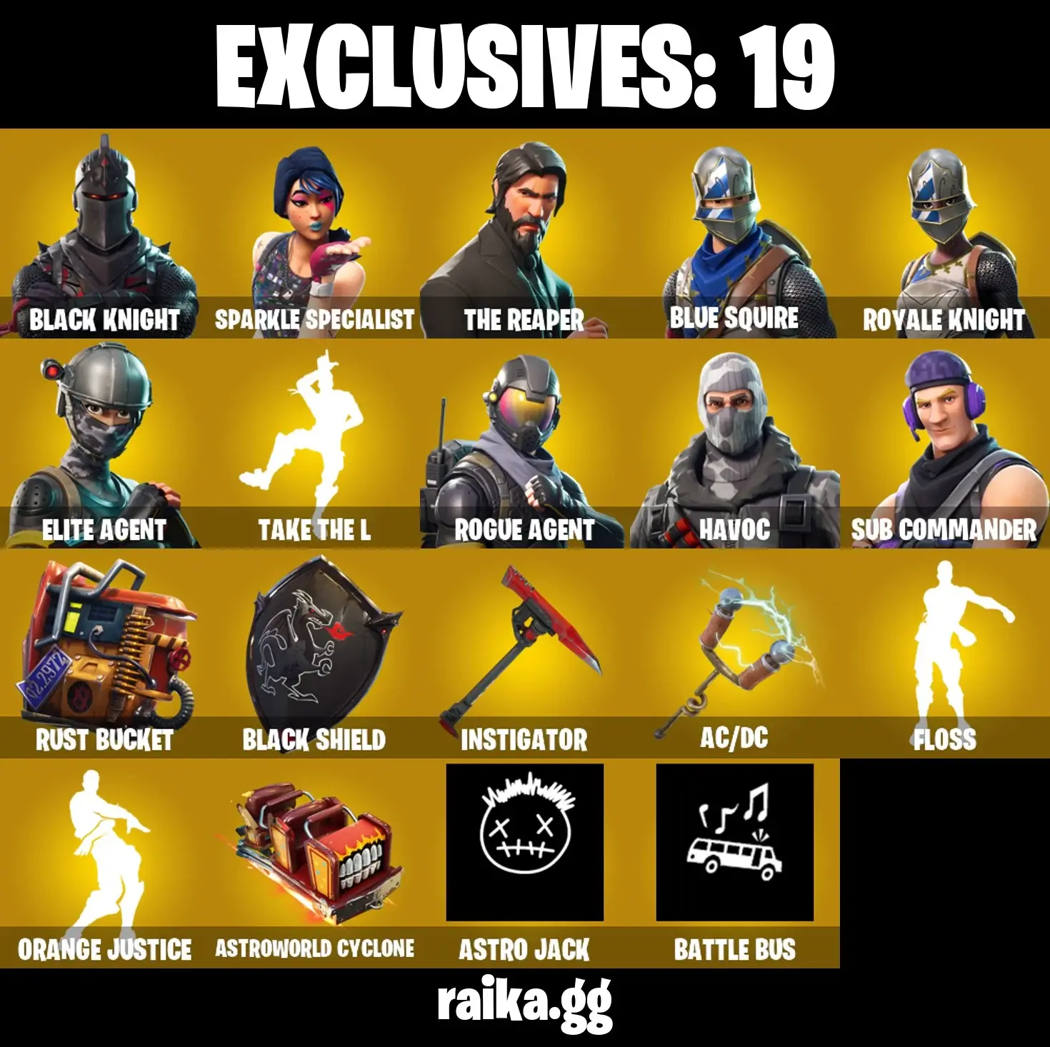 🎁🎄OG OFFER🎄🎁 28 SKINS 🌙 BLACK KNIGHT 🌙 SPARKLE SPECIALIST 🌙 THE REAPER 🌙 BLUE SQUIRE 🌙 ROYALE KNIGHT 🌙 ELITE AGENT 🌙 TAKE THE L 🌙 THE WORM 🌙 AC/DC 🌙 BEST MATES 🌙 OMEGA 🌙 FLOSS 🌙 ROGUE AGENT 🌙 HAVOC 🌙 200 VBUCKS ⚡️PC/PSN/XBOX⚡️ #ITM0124