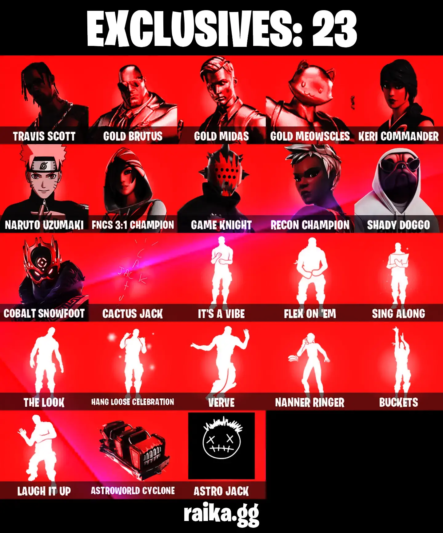 🎁🎄STACKED OG BUNDLE🎄🎁 278 SKINS 🌙 TRAVIS SCOTT 🌙 GHOUL TROOPER 🌙 AGENT PEELY 🌙 TONY STARK 🌙 SKULL TROOPER 🌙 MASTER CHIEF 🌙 GOLD BRUTUS 🌙 GOLD MIDAS 🌙 GOLD MEOWSCLES 🌙 NARUTO UZUMAKI 🌙 FNCS 3:1 CHAMPION ⚡️PC/PSN/XBOX⚡️ PARENT CONTROL #ITM0054