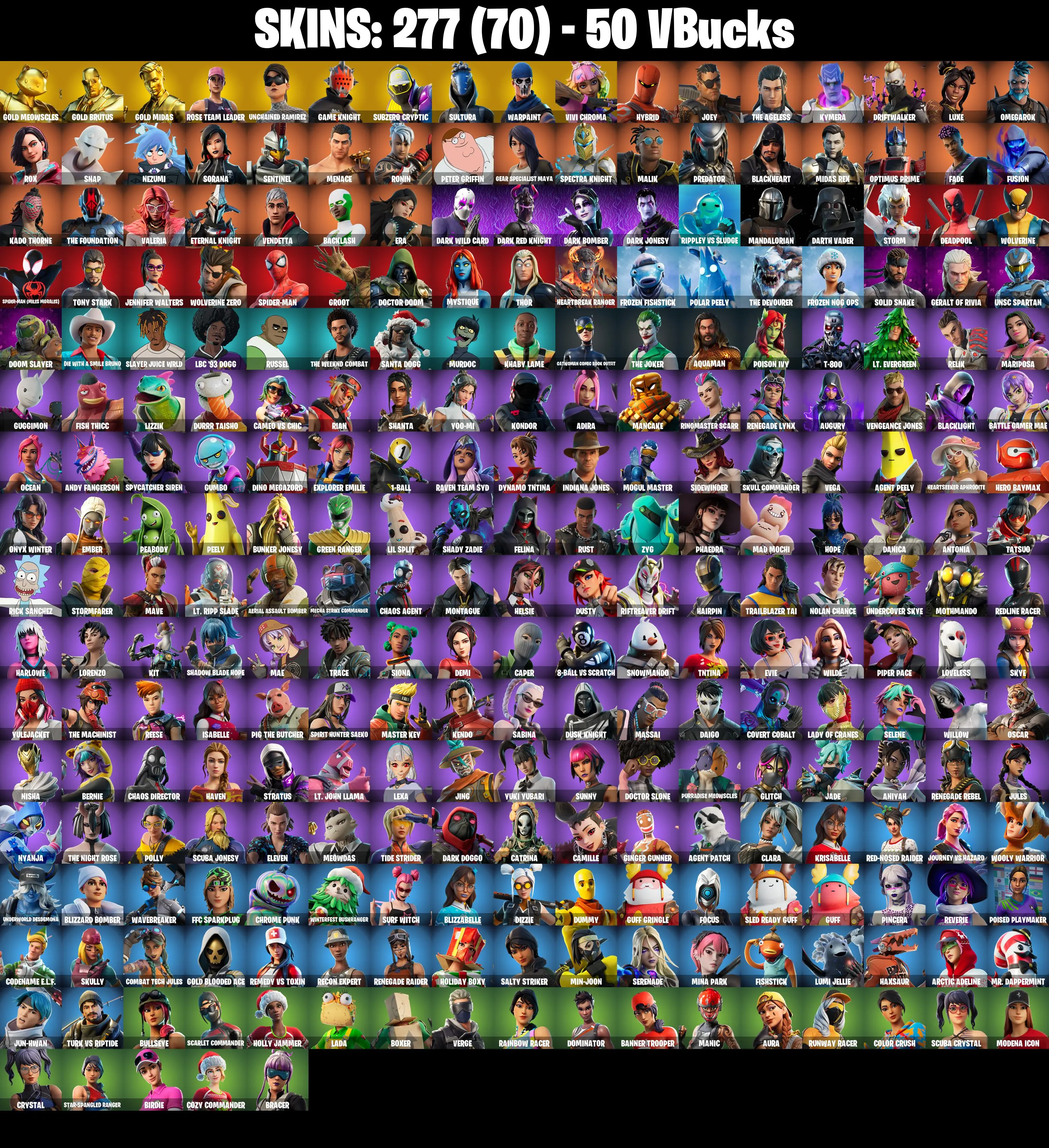 (PC/PSN/XBOX) 277 SKINS π« Renegade Raider β‘οΈ Gold Meowscles π Gold Brutus β‘οΈ Gold Midas π Unchained Ramirez β‘οΈ Game Knight | 50 V-Buck | PARENTAL CONTROLS β image 2