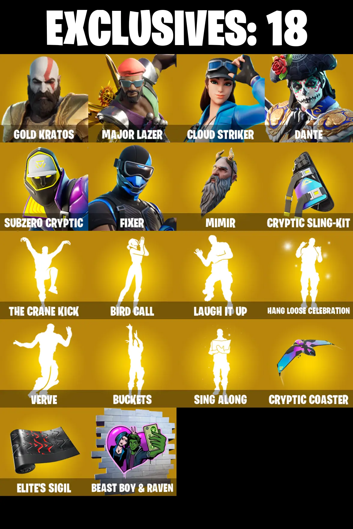 (PC/XBOX) 365 SKINS π₯ Gold Kratos π₯ Major Lazer π₯ Cloud Striker π₯ Dante π₯ Subzero Cryptic π₯ Fixer π₯ Spectra Knight π₯ Valeria π₯ 200 VB | PARENTAL CONTROLS β image 1