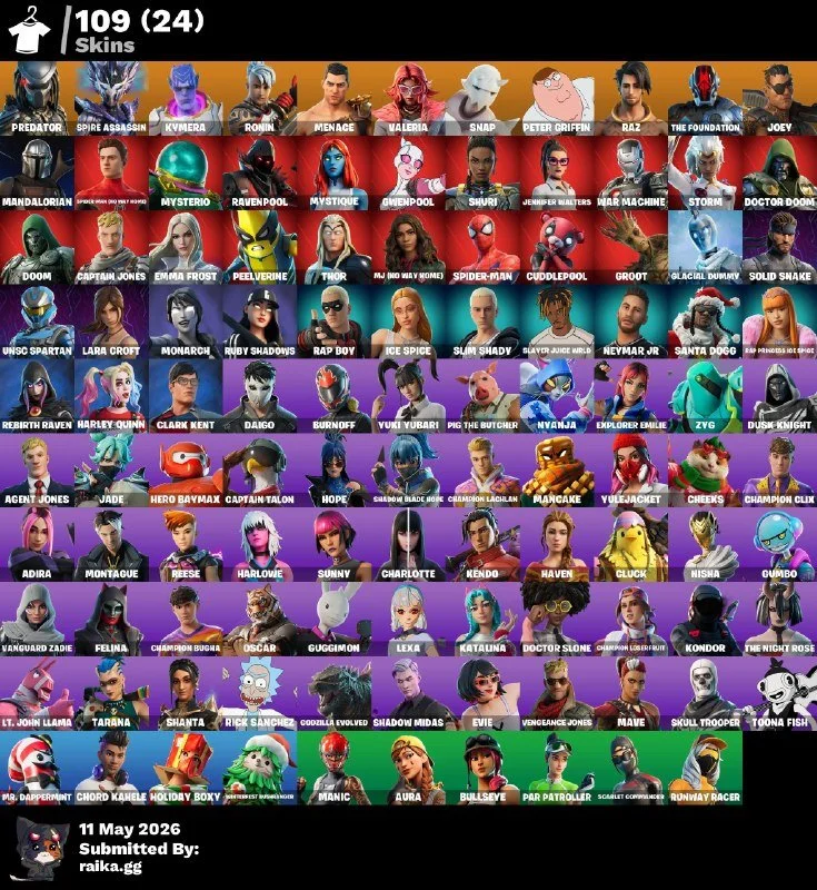 Fortnite ⸱ Skins 109 ⸱ Account Level 2551 ⸱ 5 Exclusives — image 1