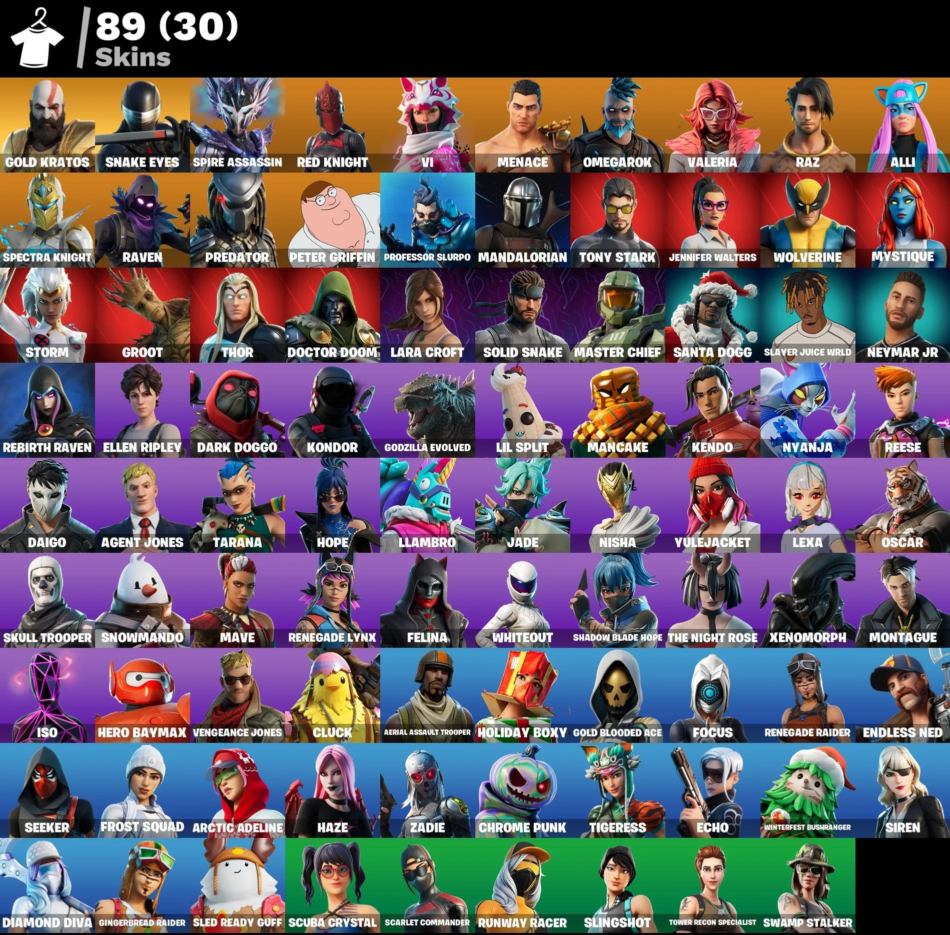 Fortnite ⸱ Level 3485 ⸱ 89 Skins ⸱ 150 V-Bucks — image 1