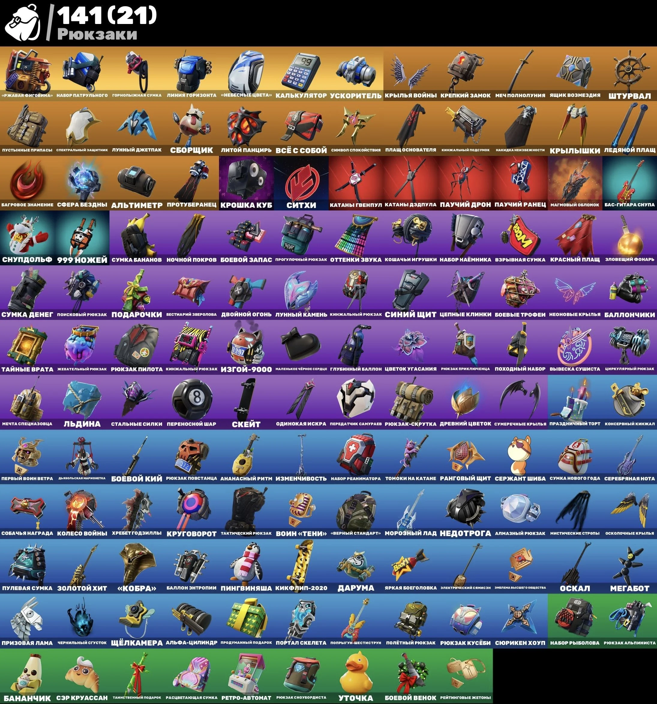 Fortnite ⸱ 127 Skins ⸱ 141 Backpacks ⸱ 109 Pickaxes — image 2