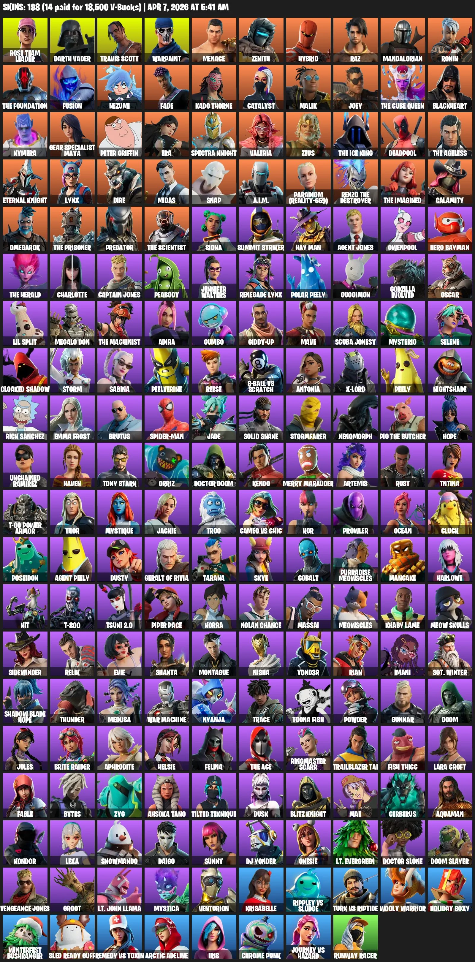 Fortnite ⸱ 198 Skins ⸱ Travis Scott / Era / Antonia ⸱ Email Change — image 1