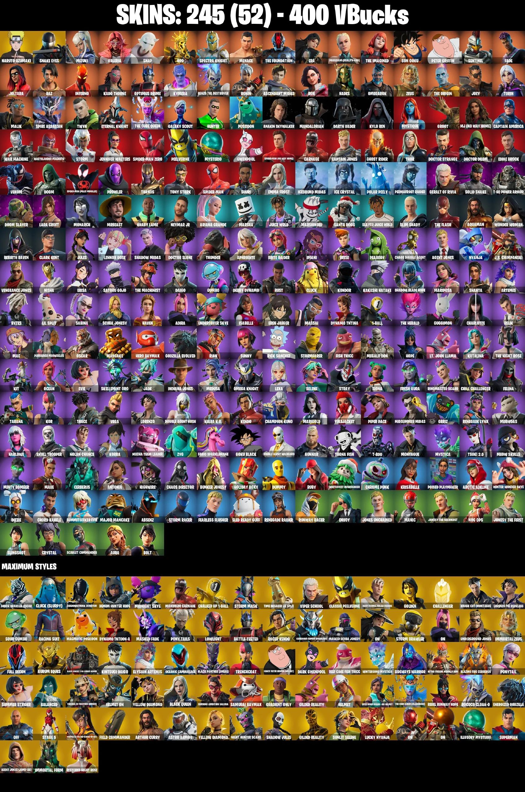 (PC/XBOX) 245 SKINS ⚡️ Renegade Raider ⚡️ Naruto Uzumaki ⚡️ Snake Eyes ⚡️ Mizuki ⚡️ Valeria ⚡️ Snap ⚡️ Oro ⚡️ Spectra Knight ⚡️ Menace ⚡️ 400 V-Buc | PARENTAL CONTROL — image 2