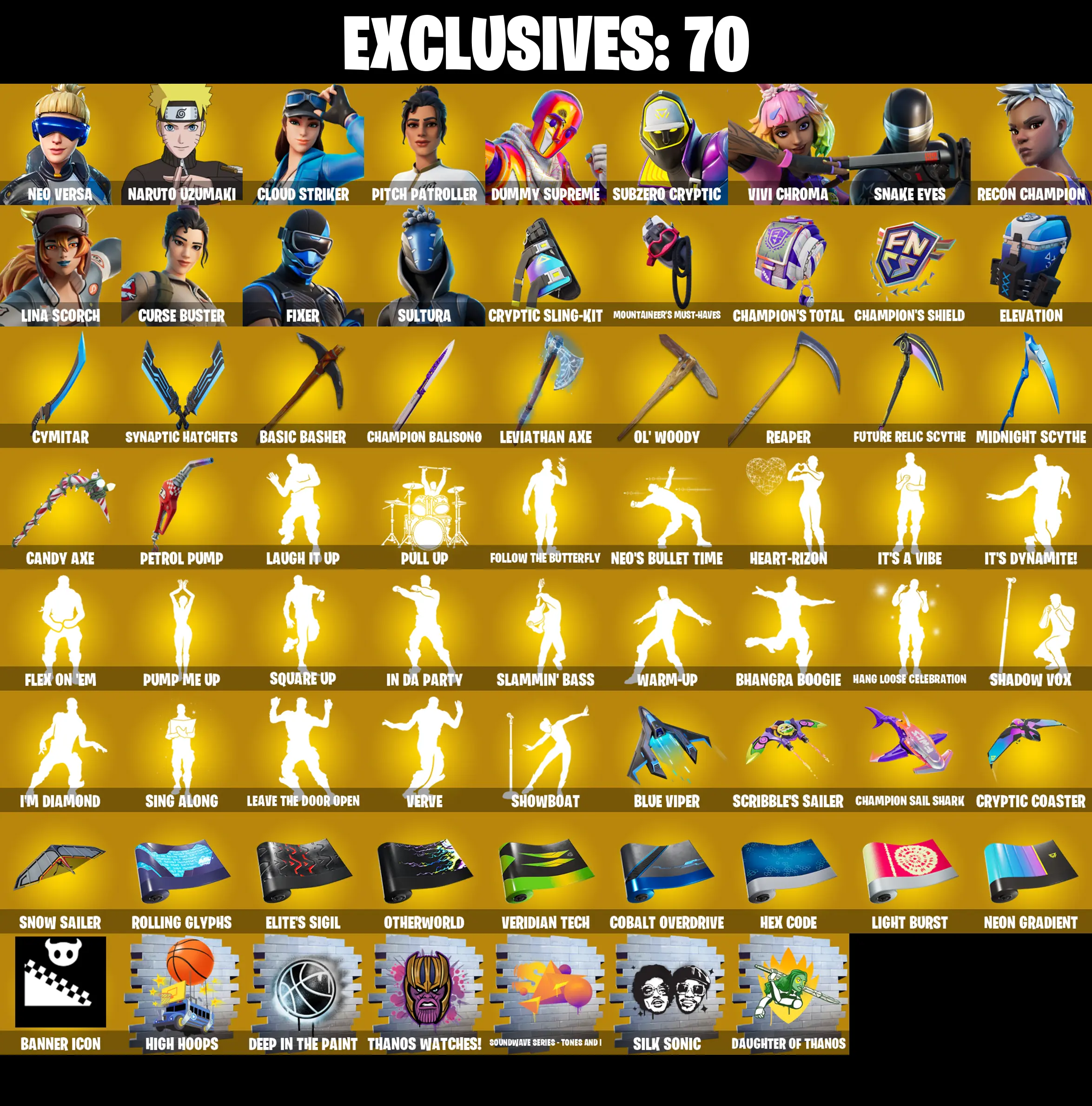 (PC/PSN/XBOX) 344 SKINS π« Renegade Raider β‘οΈ Aerial Assault Trooper π Master Chief β‘οΈ Neo Versa π Naruto Uzumaki β‘οΈ Cloud Striker | 2550 V-Buck | PARENTAL CONTROLS β image 1