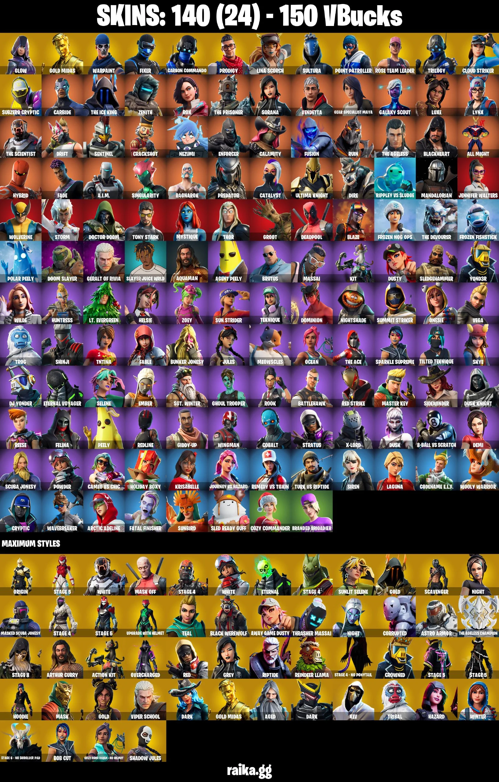 β (PSN/XBOX/PC) 140 SKINS
πͺ OG STW
β¨ GLOW
π GOLD MIDAS
π§ FIXER
π‘οΈ CARBON COMMANDO
π§ PRODIGY
π₯ LINA SCORCH
π‘οΈ SULTURA
π POINT PATROLLER
π¬ TRILOGY
βοΈ CLOUD STRIKER β image 2