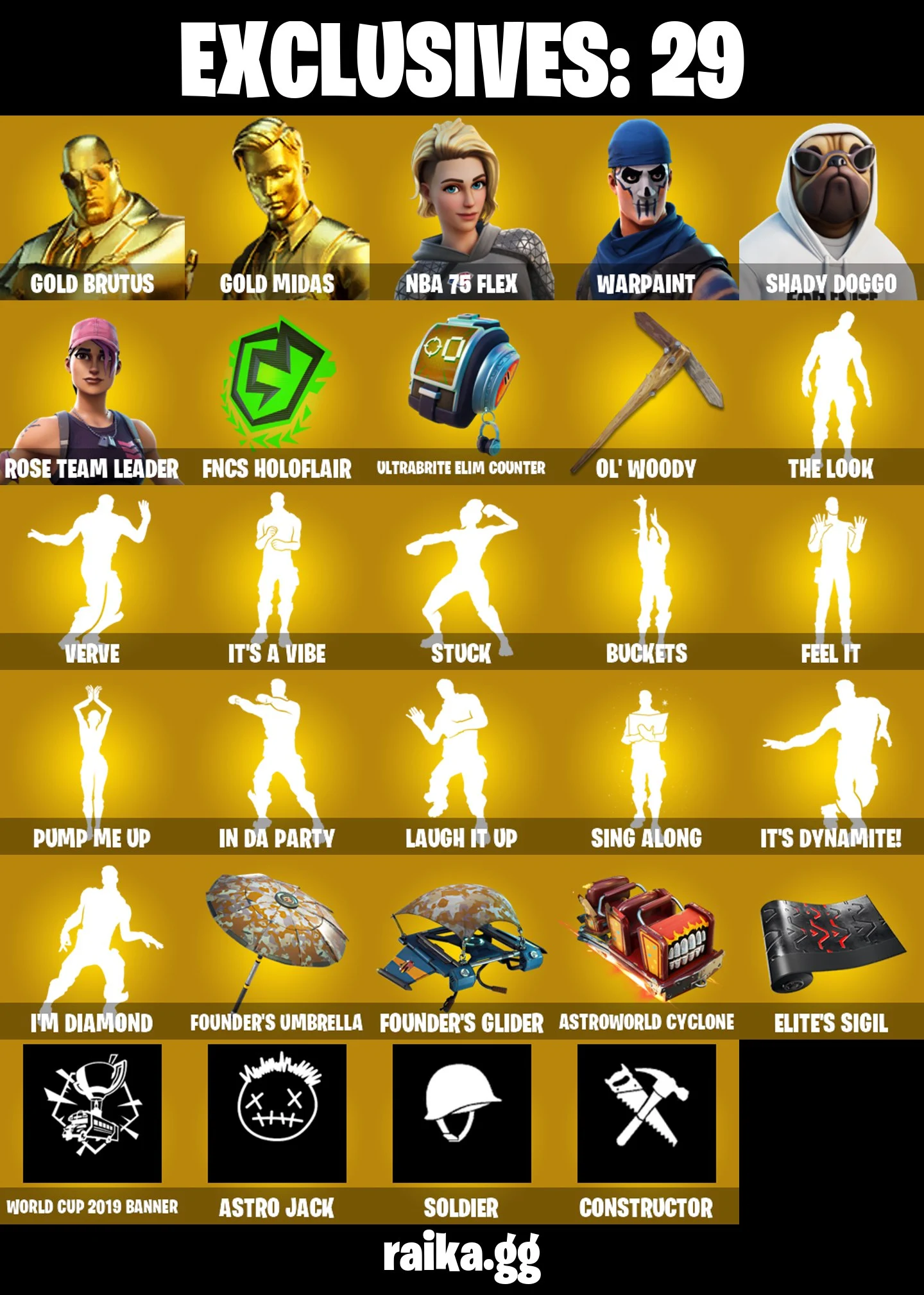 β (PC/PSN/XBOX) 260 SKINS
πͺ OG STW
π GOLD BRUTUS
π₯ GOLD MIDAS
π NBA 75 FLEX
πΆ SHADY DOGGO
π RENZO THE DESTROYER
π LUXE
πͺοΈ CATALYST
π΄ββ οΈ BLACKHEART
πͺοΈ RAZ
π₯ HADES
π° 1750 VB β image 1