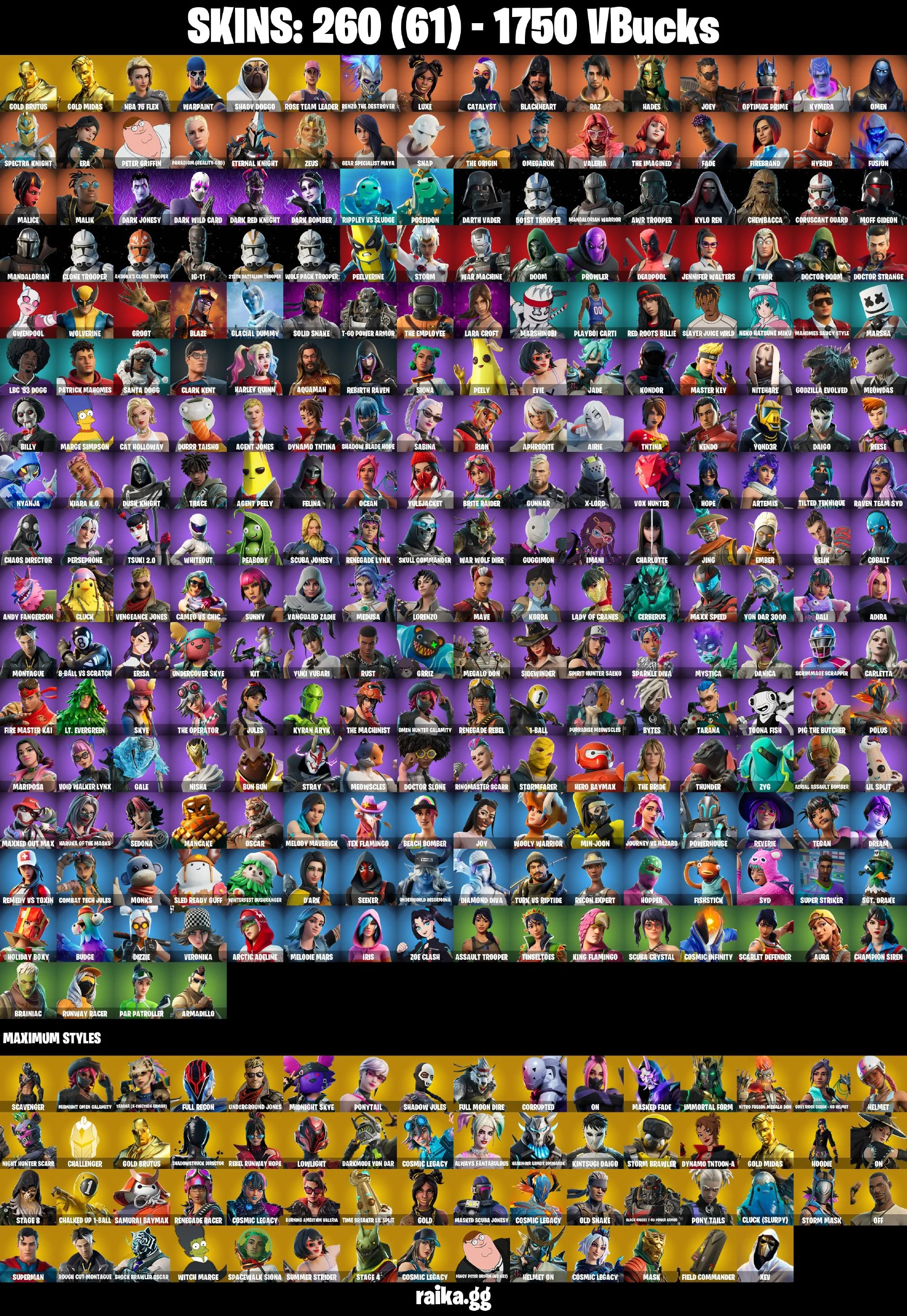 β (PC/PSN/XBOX) 260 SKINS
πͺ OG STW
π GOLD BRUTUS
π₯ GOLD MIDAS
π NBA 75 FLEX
πΆ SHADY DOGGO
π RENZO THE DESTROYER
π LUXE
πͺοΈ CATALYST
π΄ββ οΈ BLACKHEART
πͺοΈ RAZ
π₯ HADES
π° 1750 VB β image 2
