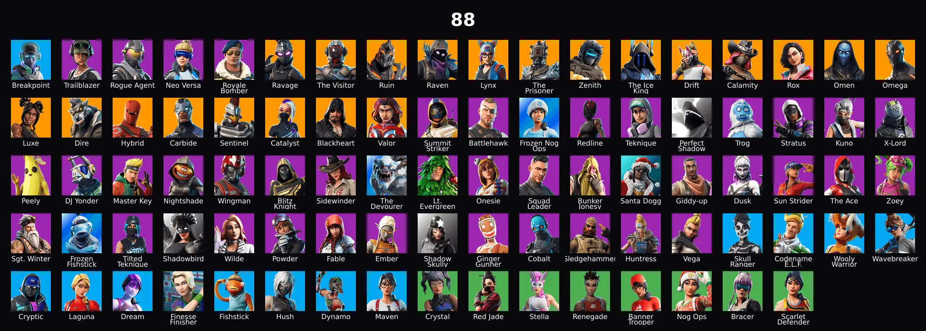 PC,PSN,XBOX 88 SKINS FA ⸱ MERRY MINT AXE ⸱ ROYALE BOMBER ⸱ NEO VERSA ⸱ TRAILBLAZER,BREAKPOINT,OMEN,SKULL RANGER ⸱ FREESTYLIN RK2170 — image 1