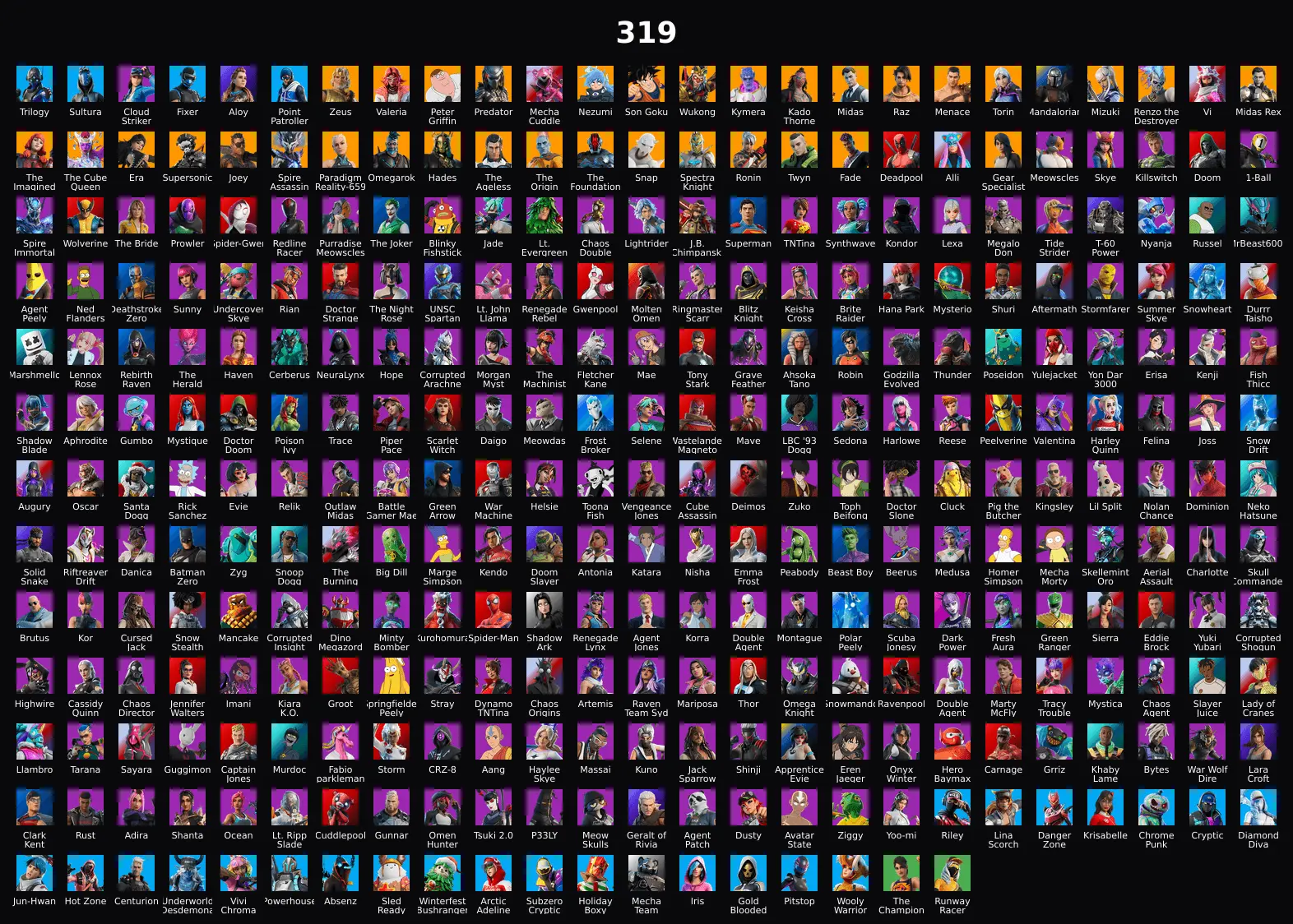 PC,PSN,XBOX 319 SKINS FA ⸱ ALOY,GOKU,SUPERSONIC,DOOM,BRIDE,SUPERMAN,KOR,MYSTERIO,REBIRTH RAVEN,TONY STARK,TOPH,SNOOP DOGG,KATARA,MORTY RK2173 — image 1