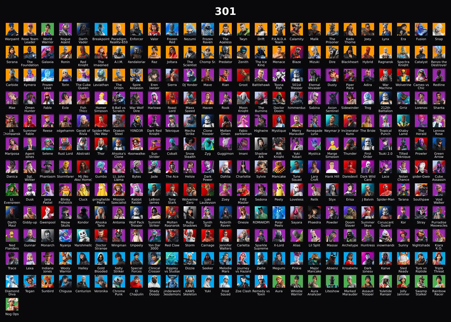 PC,PSN,XBOX 301 SKINS FA ⸱ STW ⸱ LEVIATHAN AXE ⸱ GALAXIA,W WARRIOR,JOLTARA,BLAZE,GROOT,WOLVERINE,MOON KNIGHT,DAHLIA,LARA CROFT,TONY STARK RK1944 — image 1