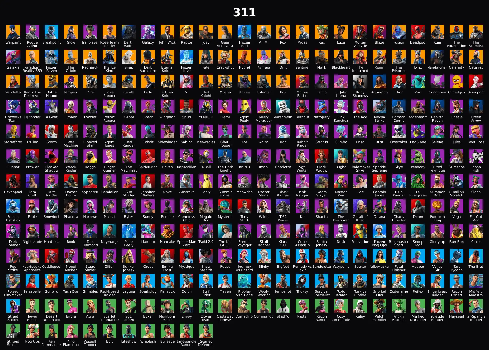 PC,PSN,XBOX 311 SKINS FA ⸱ STW ⸱ GALAXY ⸱ GLOW ⸱ BLAZE,TEMPEST,MUSHA,THOR,KOR,BLACK WIDOW,LARA CROFT,PHAEDRA,TONY STARK RK2052 — image 1