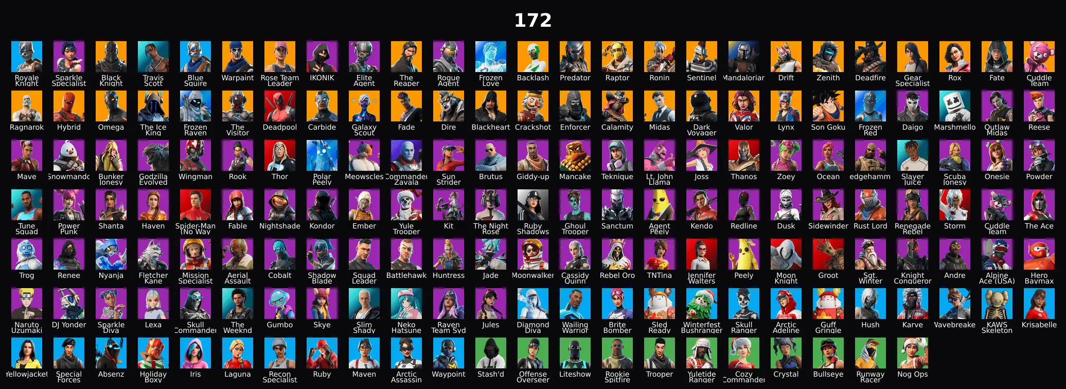 PC,PSN,XBOX 172 SKINS FA ⸱ STW ⸱ BLACK KNIGHT ⸱ IKONIK ⸱ REAPER ⸱ BACKLASH,OMEGA,GALAXY SCOUT,GOKU,THANOS,GROOT,KAWS SKELETON ⸱ FLOSS ⸱ TAKE THE L RK2050 — image 1