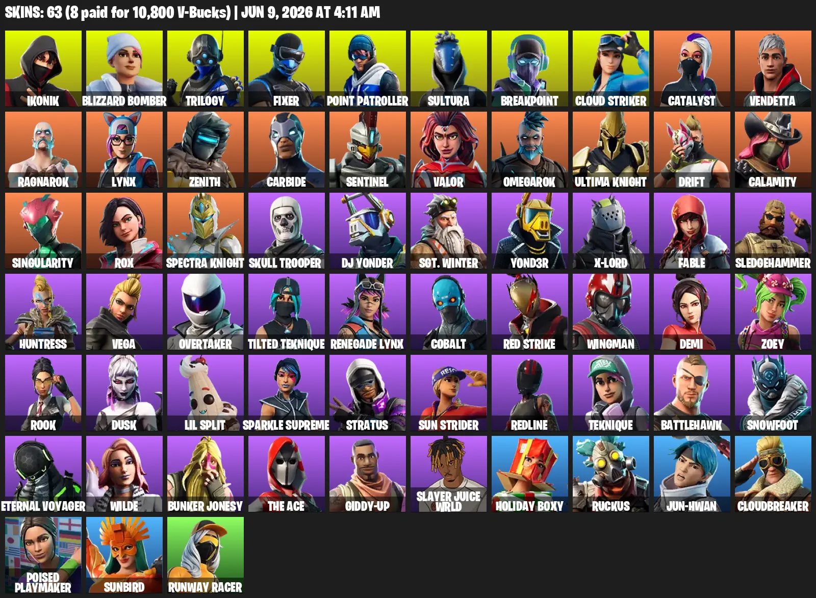 [XBOX/PC] 63 skins | IKONIK 🎉 Get Griddy 🎉 Breakpoint 🎉 Lynx 🎉 Sentinel 🎉 Calamity | Full Access