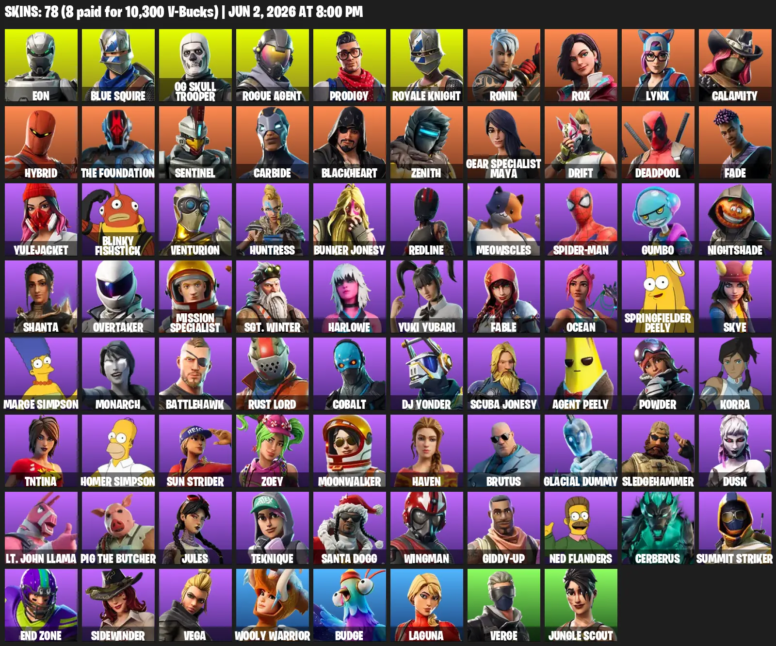 [PSN/XBOX/PC] 78 skins | OG Skull Trooper 🎉 Royale Knight 🎉 Blue Squire 🎉 Take The L 🎉 Mako 🎉 Get Griddy 🎉 Blackheart 🎉 Lynx | Full Access