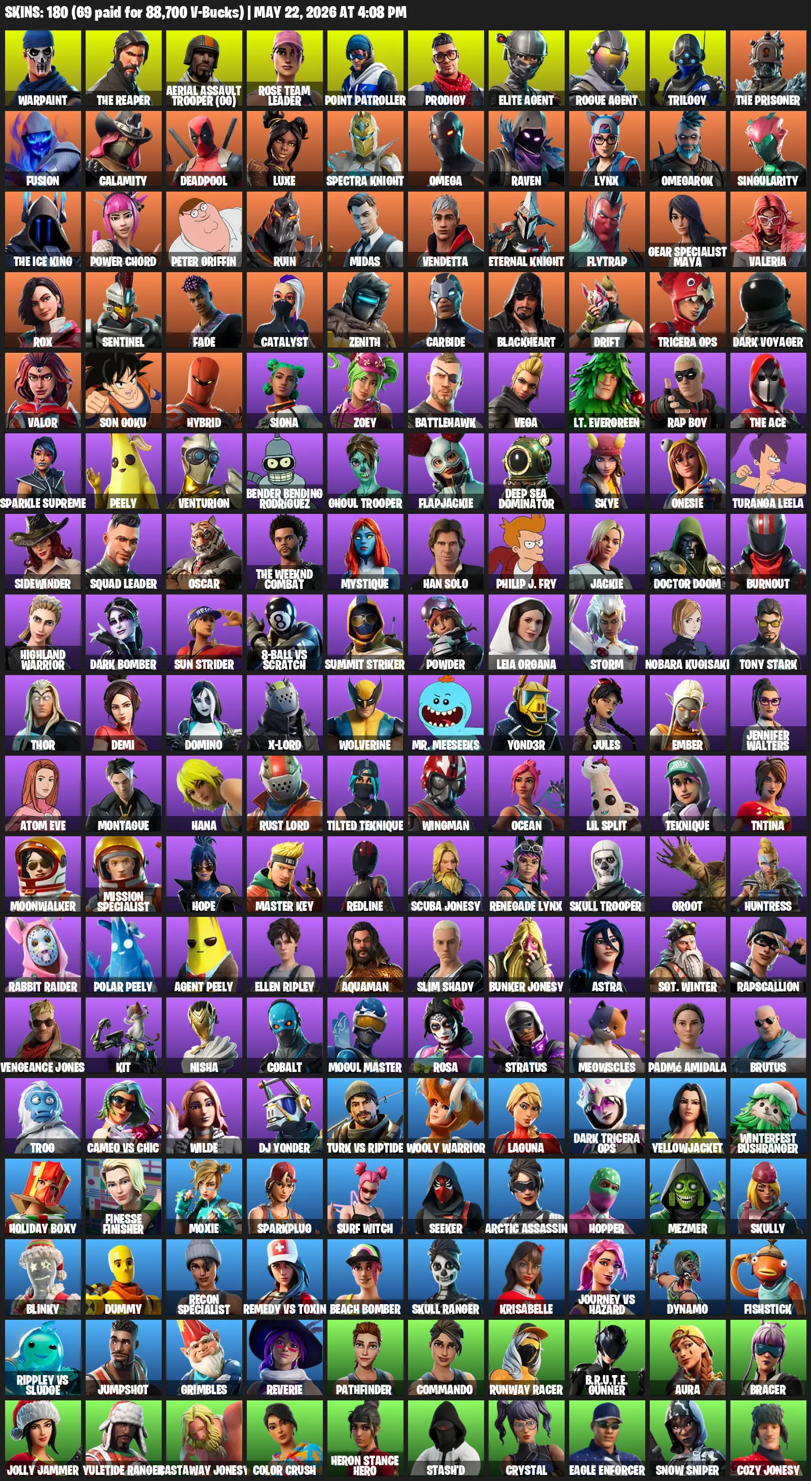 [PSN/XBOX/PC] 180 skins | Aerial Assault Trooper (OG) 🎉 The Reaper 🎉 Elite Agent 🎉 Take The L 🎉 Mako 🎉 Omega 🎉 Mogul Master 🎉 Ghoul Trooper | Full Access