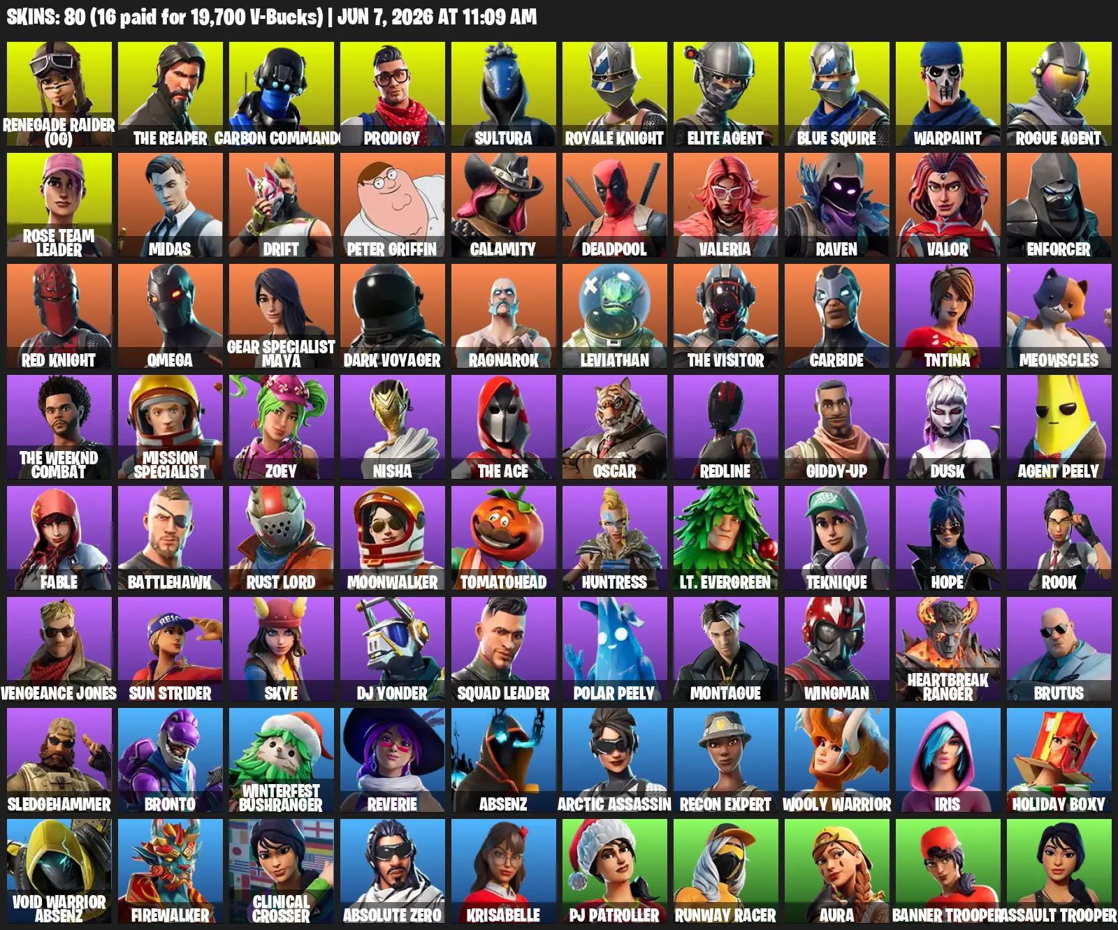 [XBOX/PC] 80 skins | OG STW | Renegade Raider (OG) 🎉 Royale Knight 🎉 The Reaper 🎉 Elite Agent 🎉 Blue Squire 🎉 Take The L 🎉 Mako 🎉 Omega | Full Access
