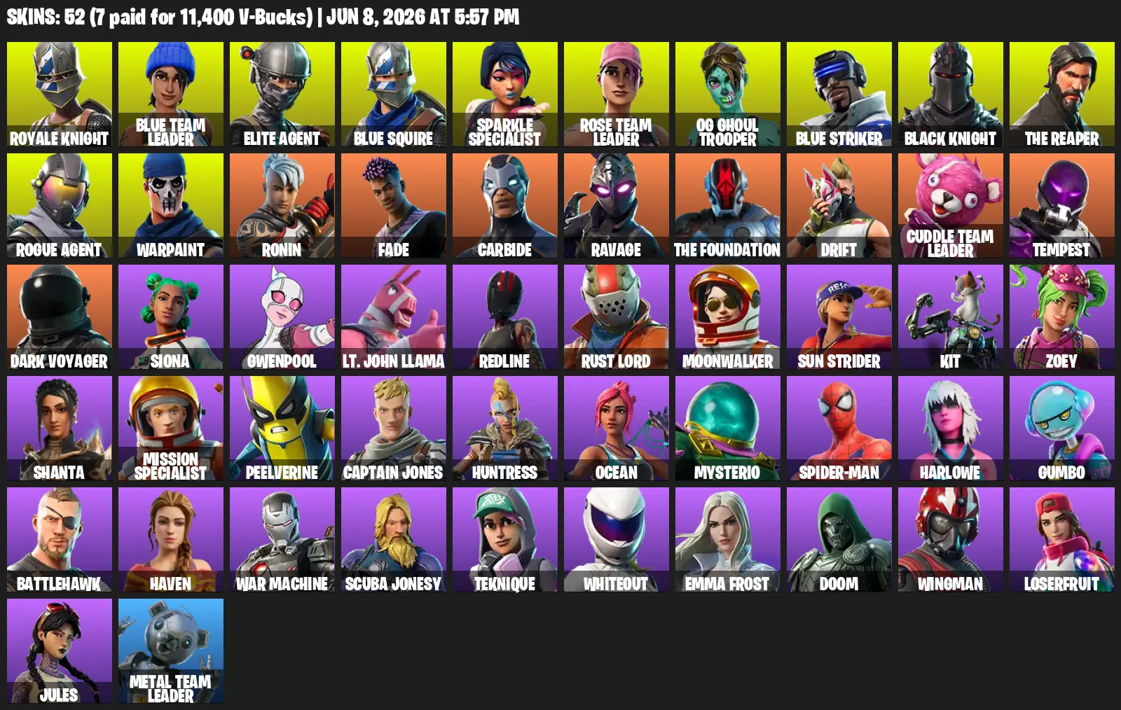 [XBOX/PC] 52 skins | OG STW | OG Ghoul Trooper 🎉 Black Knight 🎉 Floss 🎉 Sparkle Specialist 🎉 Royale Knight 🎉 The Reaper 🎉 Elite Agent | Full Access