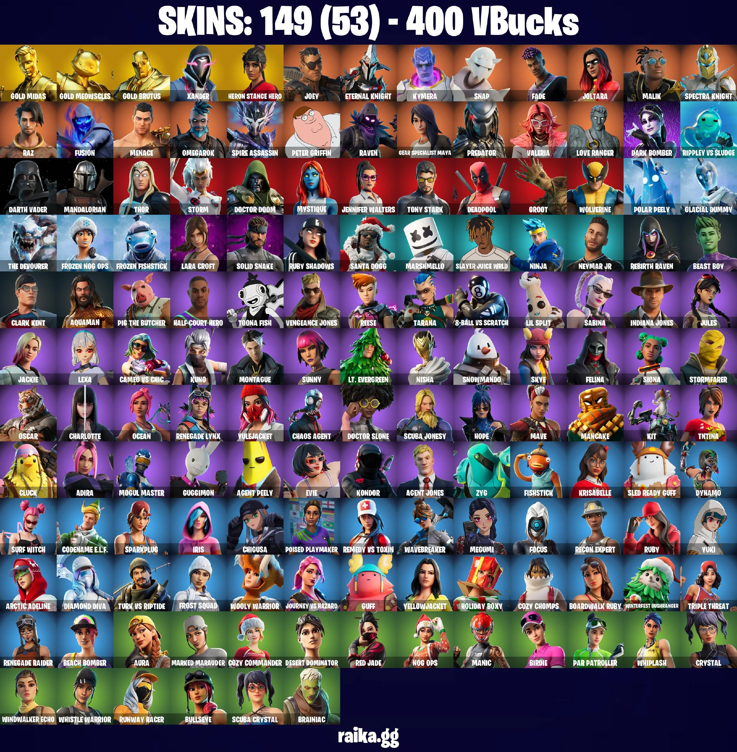 ๐ดโฆ๏ธ BEST OFFERโฆ๏ธ๐ด 149 skins ๐ Renegade Raider ๐ Gold Midas ๐ Gold Meowscles ๐ Gold Brutus ๐ Xander ๐ Heron Stance Hero ๐ Joey ๐ Eternal Knight ๐ Kymera ๐ Snap ๐ Fade ๐ Joltara ๐ Malik ๐ Spectra Knight ๐PC\PSN\XBOX\SWITCH ๐ โ image 2
