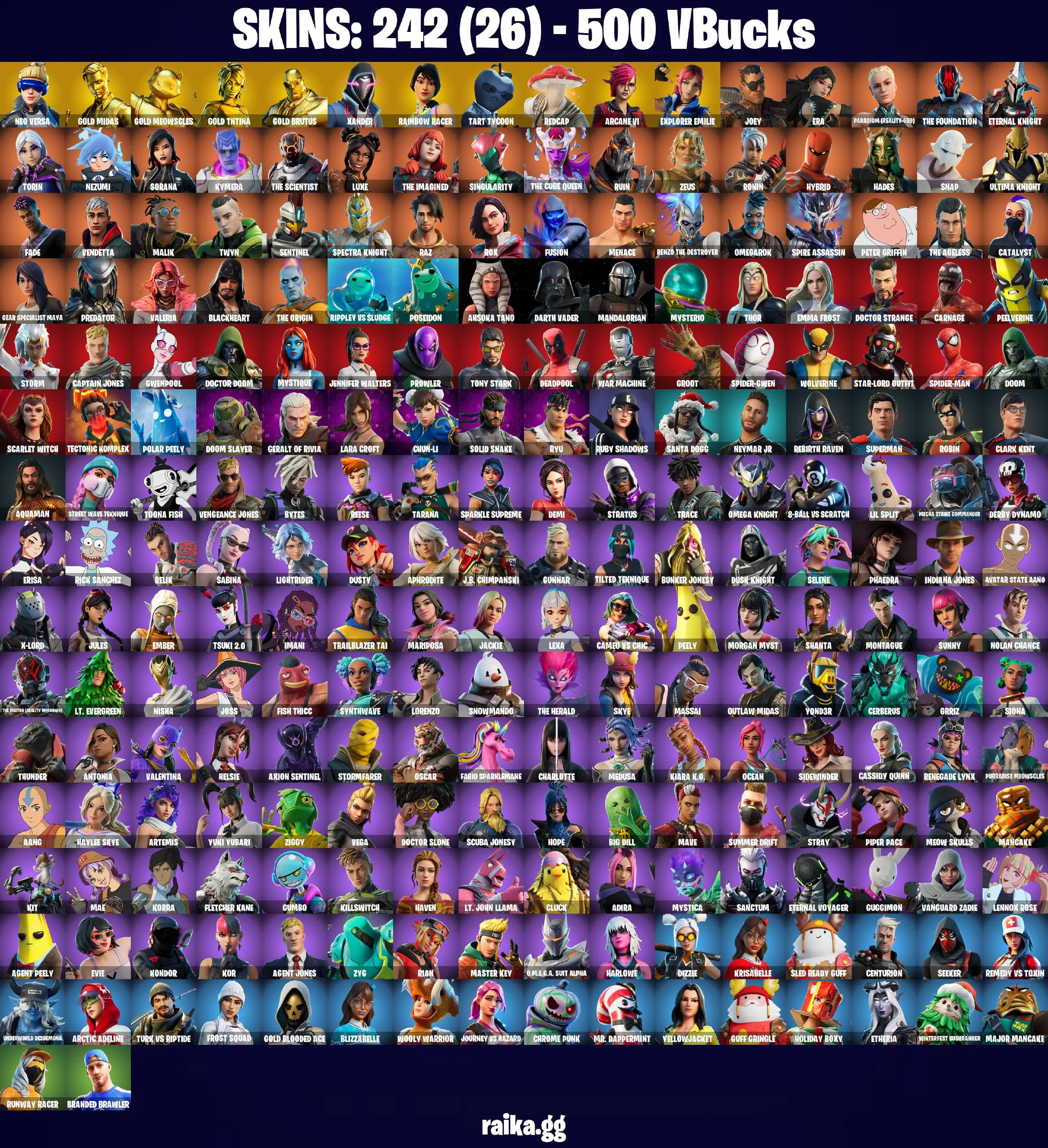 ๐ดโฆ๏ธ OG OFFERโฆ๏ธ๐ด 242 skins ๐ Neo Versa ๐ Gold Midas ๐ Gold Meowscles ๐ Gold TNTina ๐ Gold Brutus ๐ Xander ๐ Rainbow Racer ๐ Tart Tycoon ๐ Redcap ๐ Arcane Vi ๐ Explorer Emilie ๐ Joey ๐ Era ๐ PC\PSN\XBOX\SWITCH ๐ โ image 2