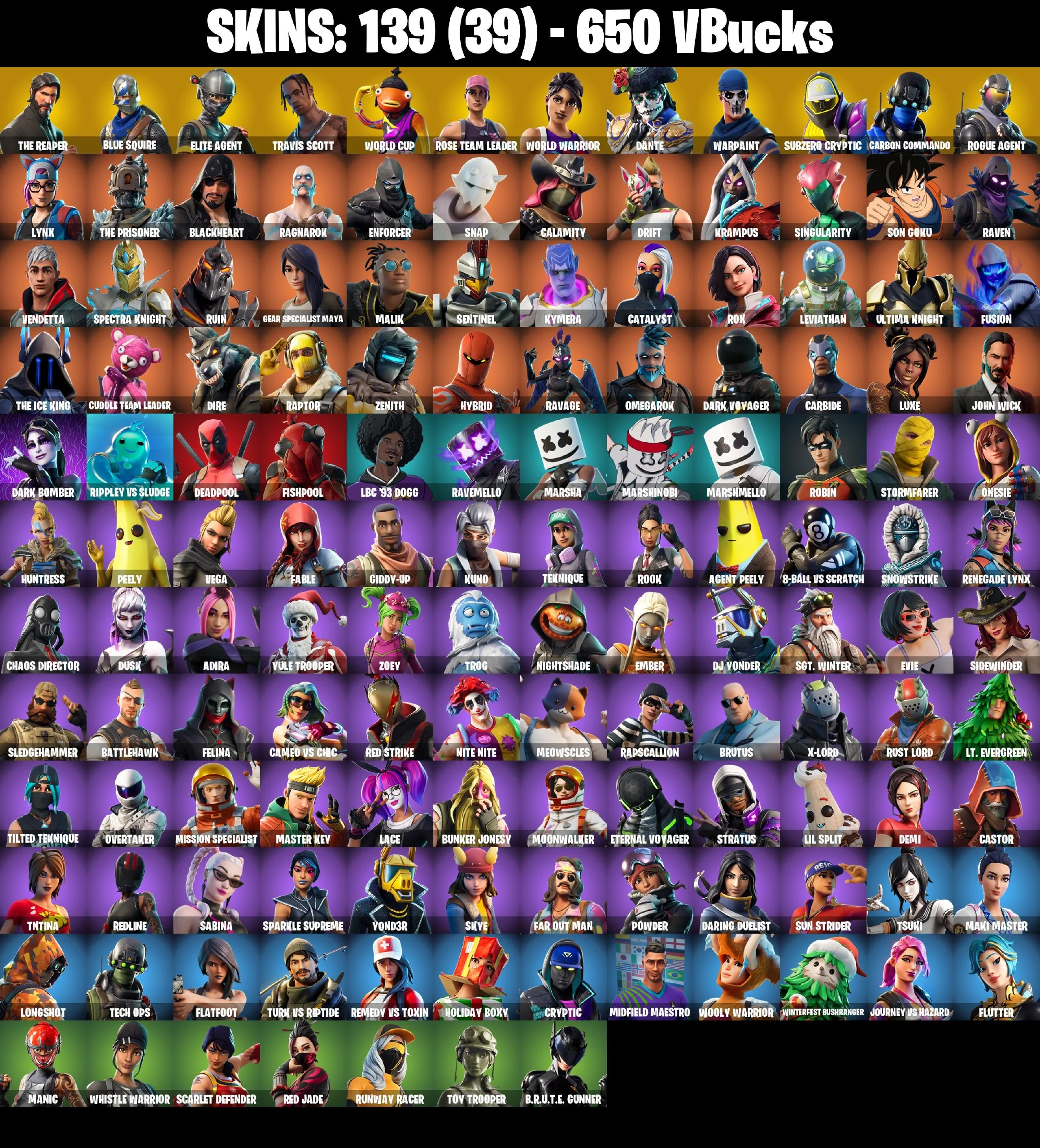⚡️PC/PSN/XBOX⚡️139 Skins 💎 Travis Scott 💎 The Reaper 💎 Elite Agent 💎 Blue Squire 💎 OG STW 💎 Take The L 💎 Fresh 💎 Get Griddy 💎 Laugh It Up 💎 Deadpool 💎 Kuno 💎 Red Jade 💎 Manic 💎 Drift Max 💎 650 VB — image 2