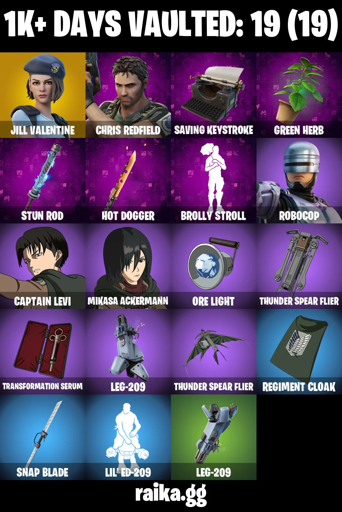 Original Email ✅ Inactive for 3 years | 43 skins | Captian Levi | Mikasa Ackermann | Jill Valentine | Mizuki | Renzo the Destroyer | Chris Redfield | Double Agent Wildcard | Stray | Pulse | Desert Dawn Lyric | Flow | 0 VB — image 6