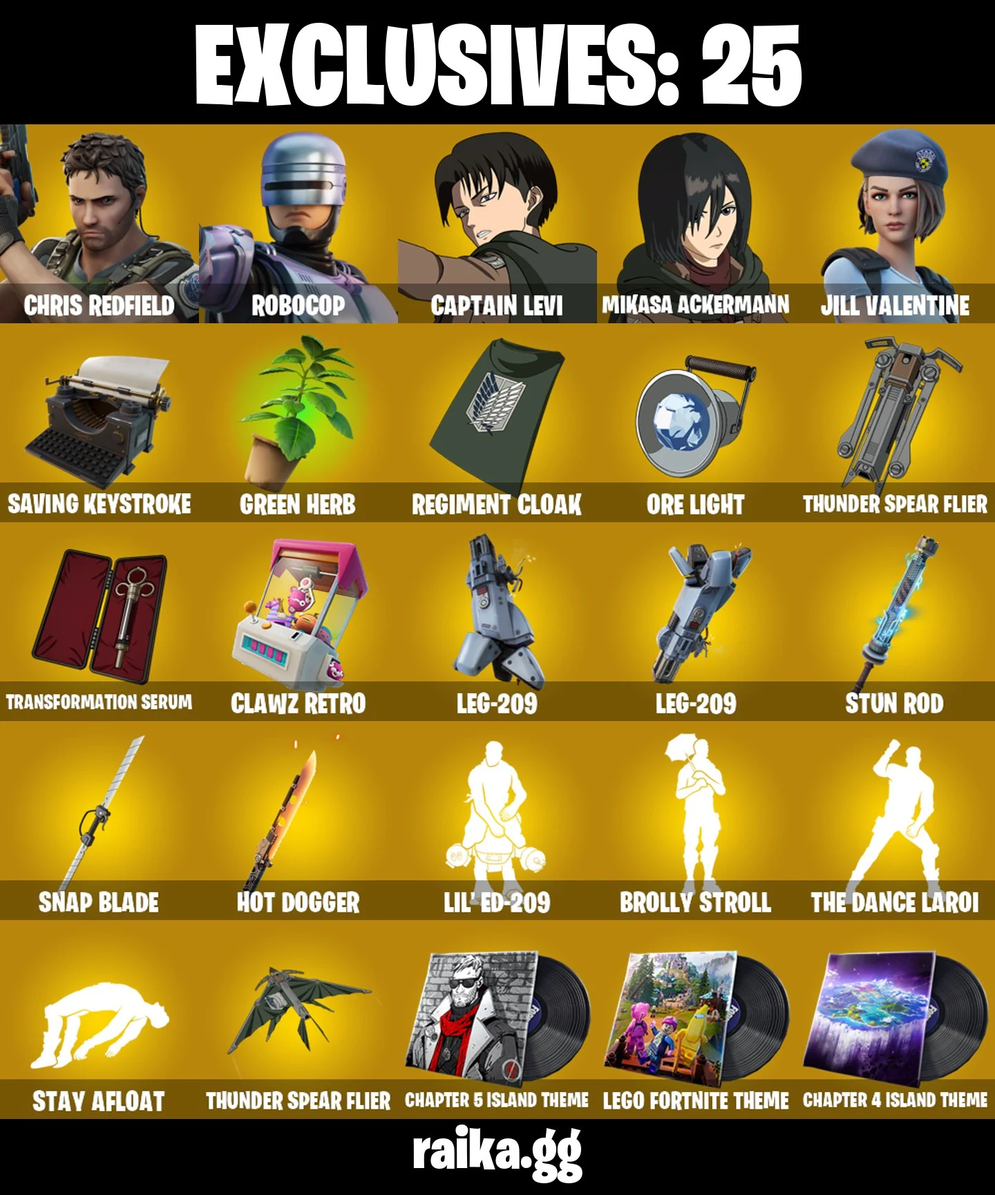 Original Email ✅ Inactive for 3 years | 43 skins | Captian Levi | Mikasa Ackermann | Jill Valentine | Mizuki | Renzo the Destroyer | Chris Redfield | Double Agent Wildcard | Stray | Pulse | Desert Dawn Lyric | Flow | 0 VB — image 8